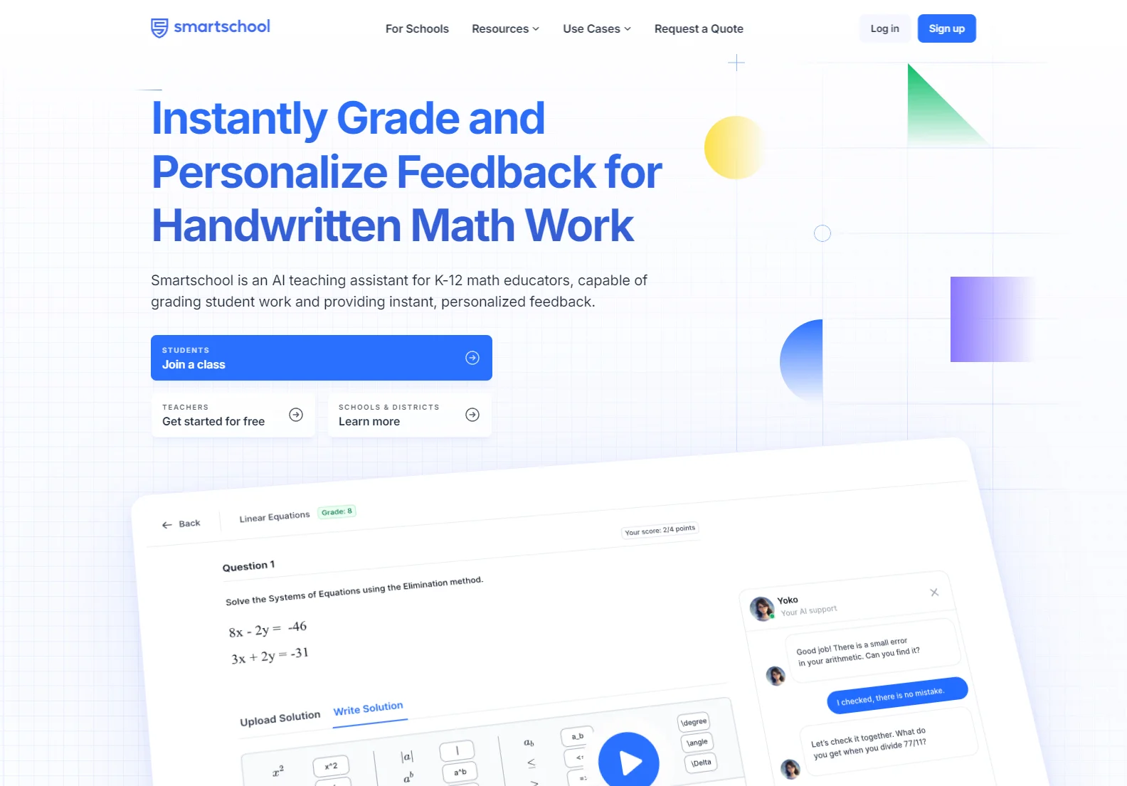 Smartschool: AI-Powered Teaching Assistant for K-12 Math Educators