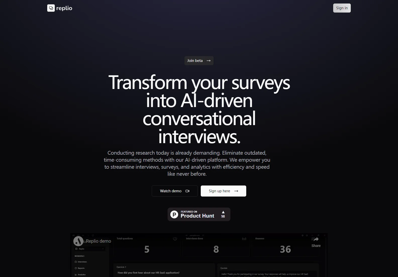 Replio: AI-Powered Interviews for Streamlined Market Research