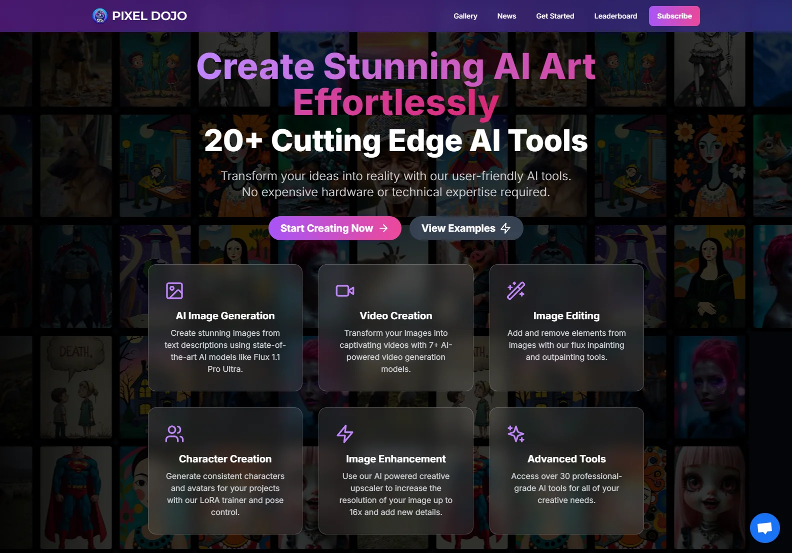 PIXEL DOJO: Effortless AI Art Creation with 20+ Cutting-Edge Tools