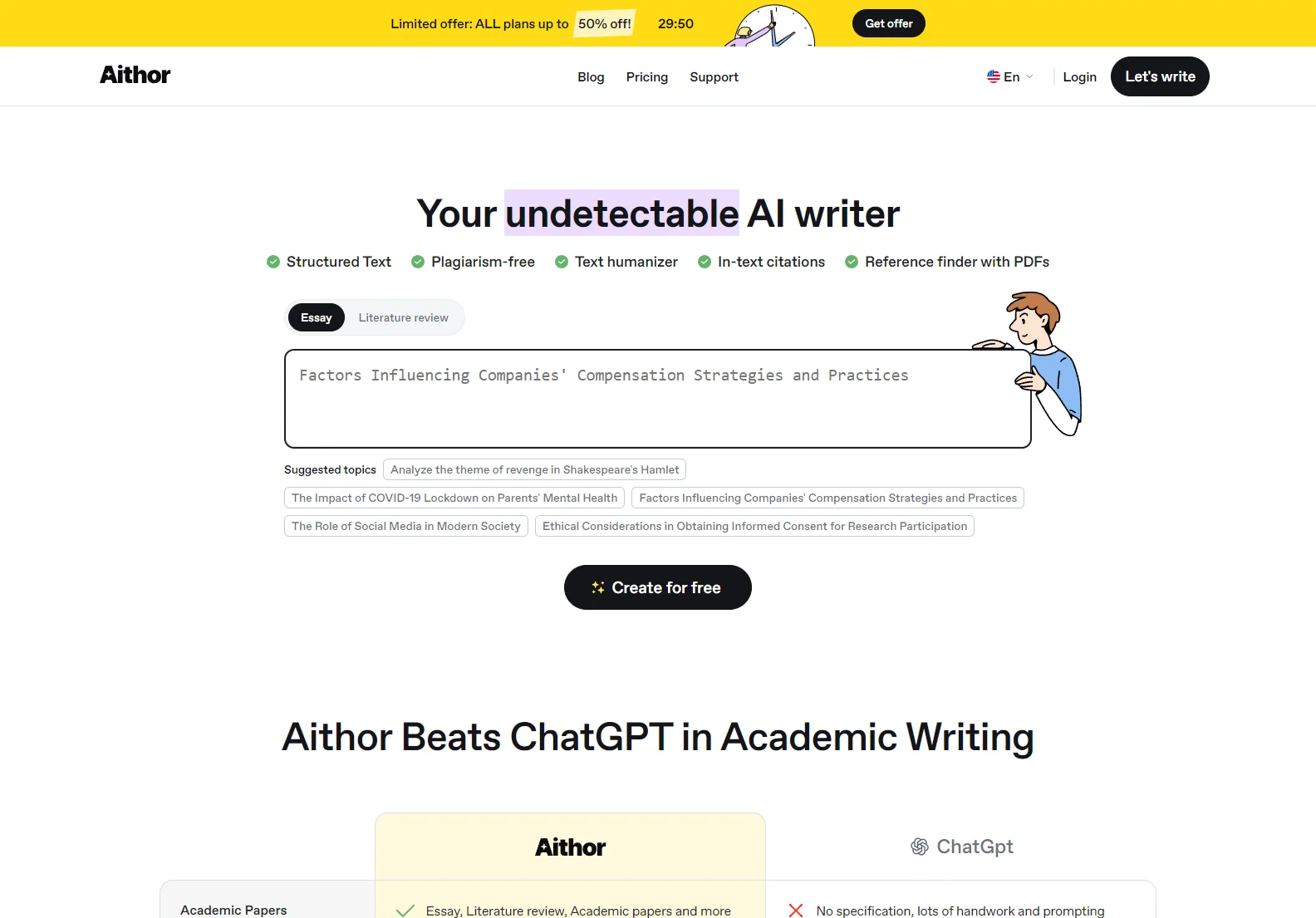 AI Essay Writer | Free Essay Generator – Aithor