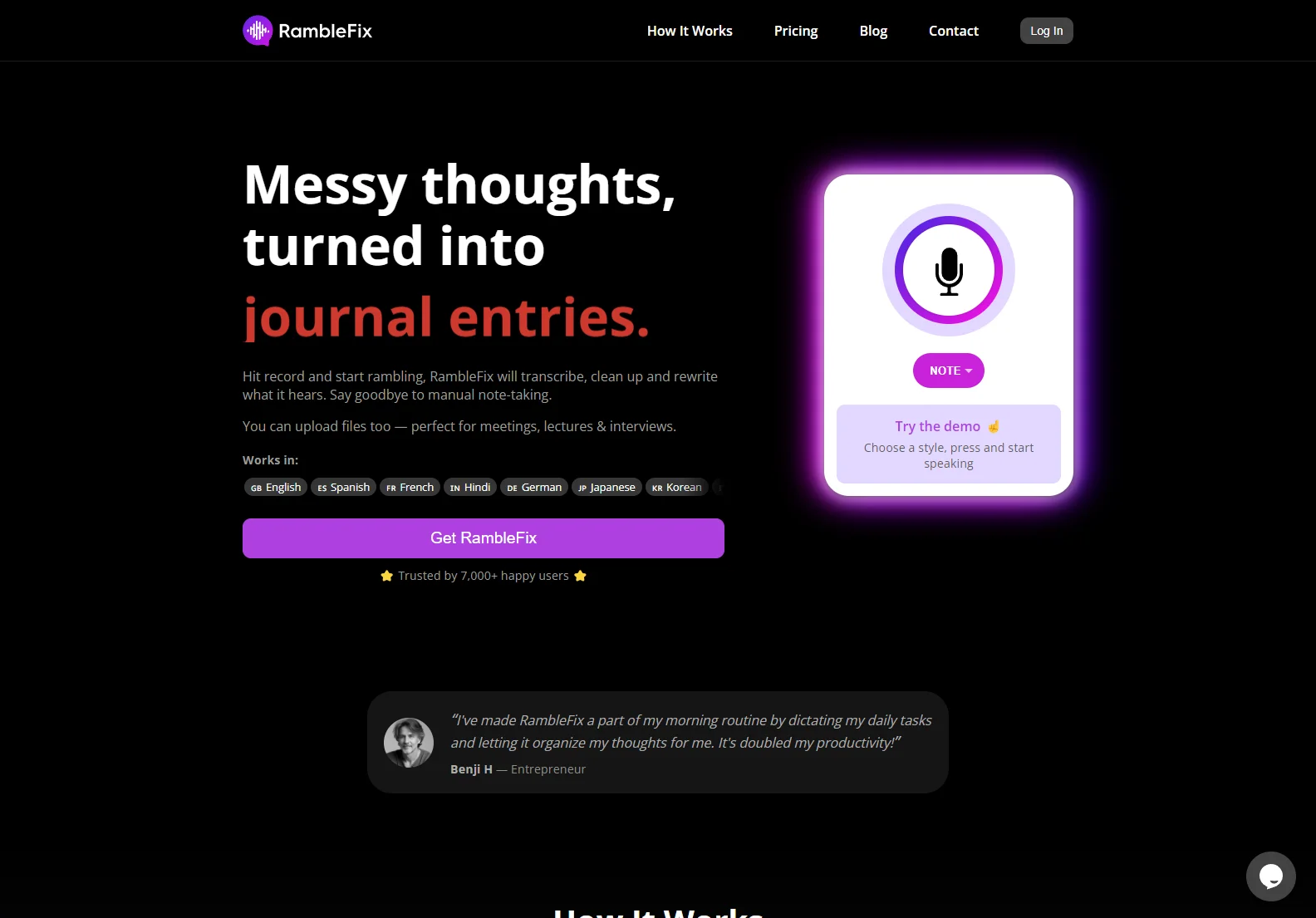 RambleFix: AI-Powered Note-Taking & Transcription for Effortless Content Creation