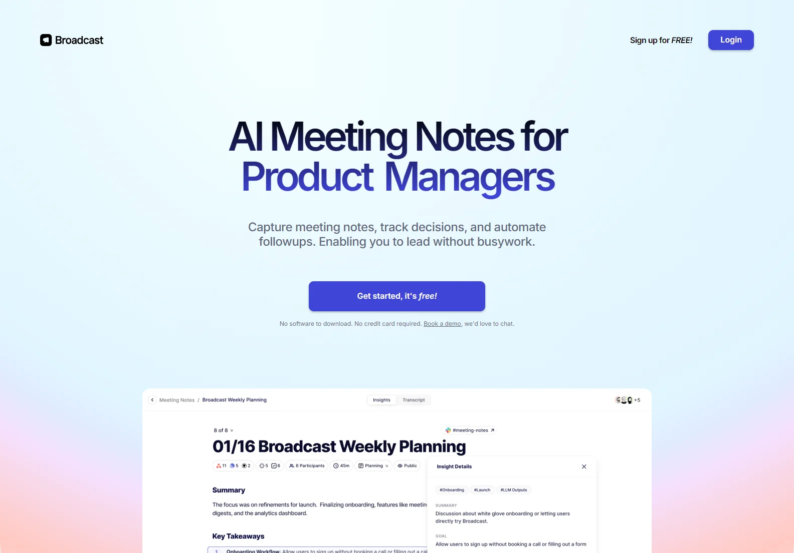 Broadcast: AI-Powered Meeting Notes for Enhanced Team Collaboration