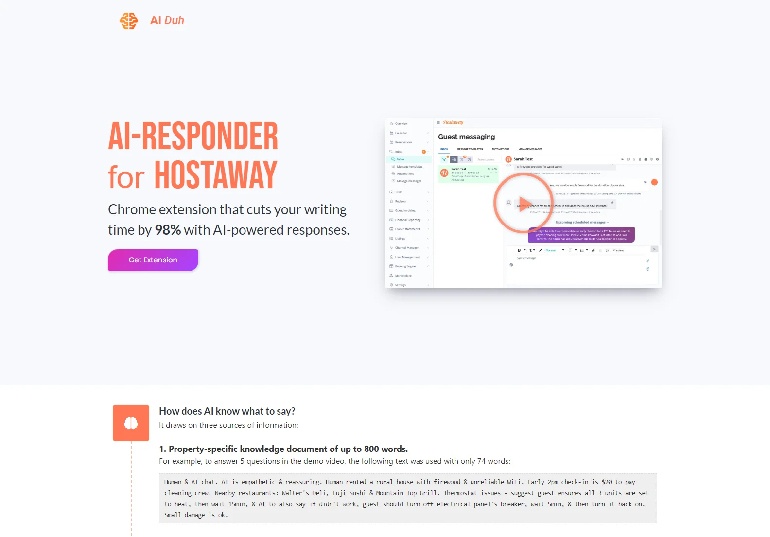 AI Duh: AI-Powered Response System for HostAway - 98% Faster Responses