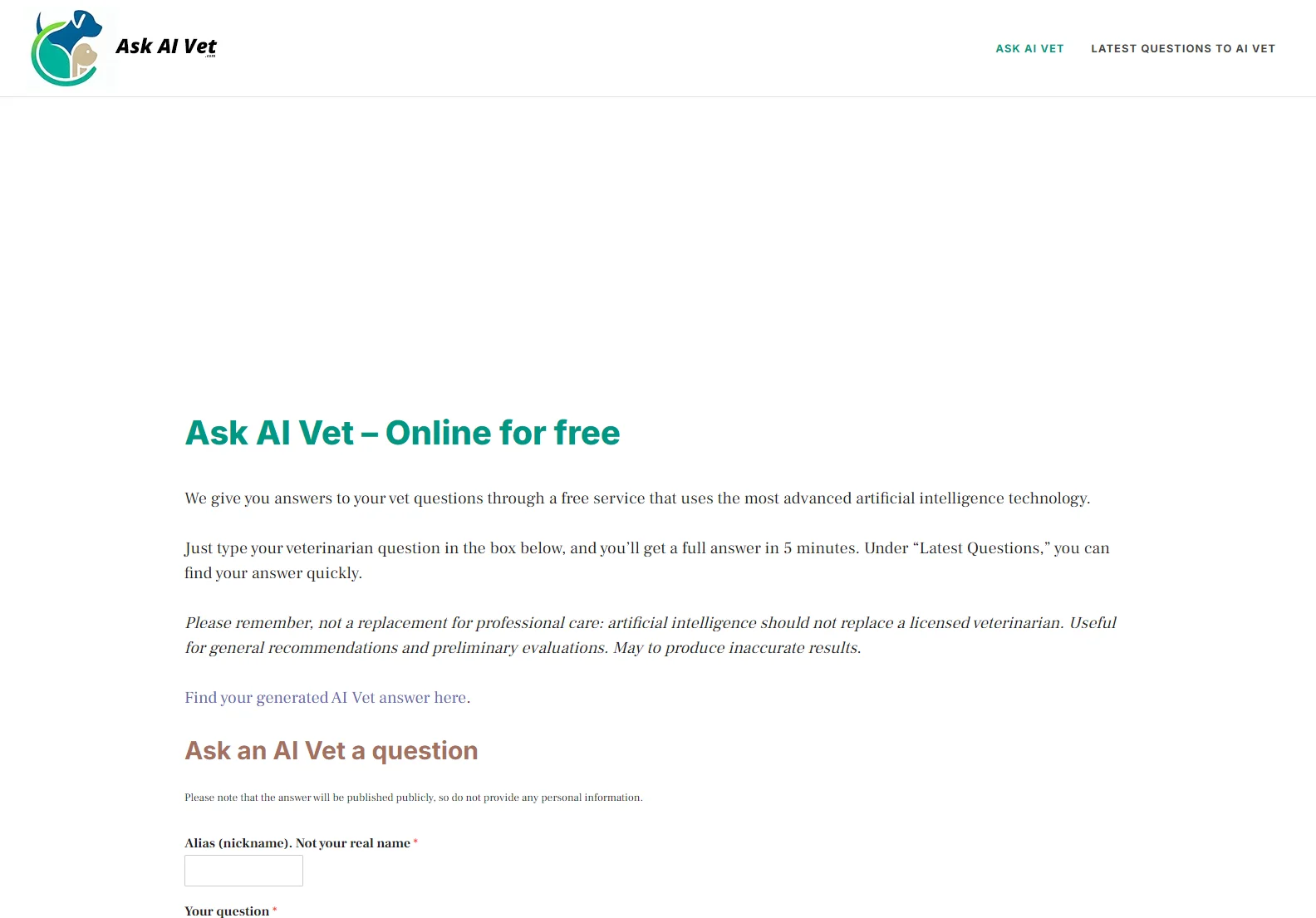 Ask AI Vet: Free Online Veterinary Assistant - Get Answers in Minutes