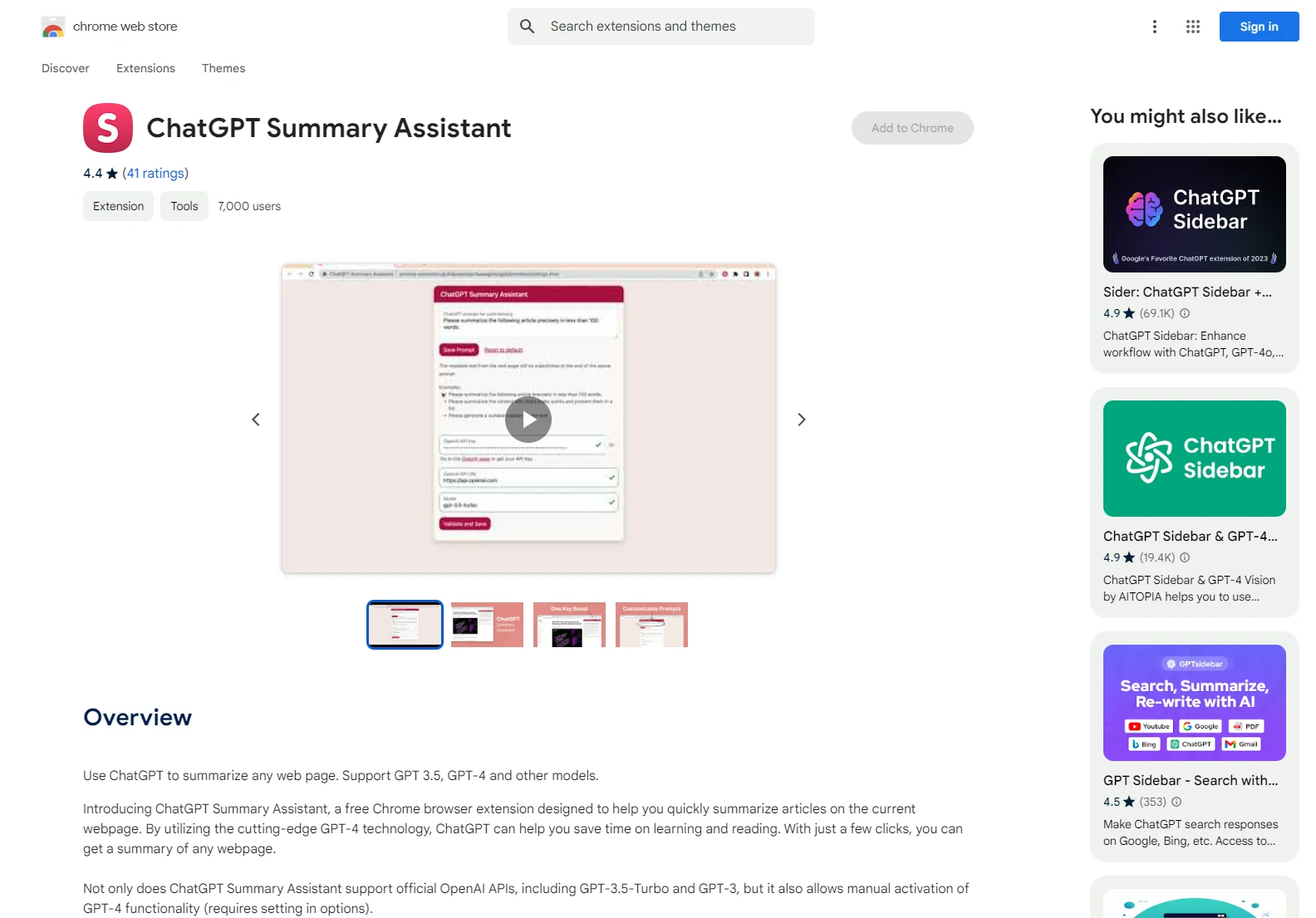 ChatGPT Summary Assistant: Effortless Webpage Summarization with GPT-4