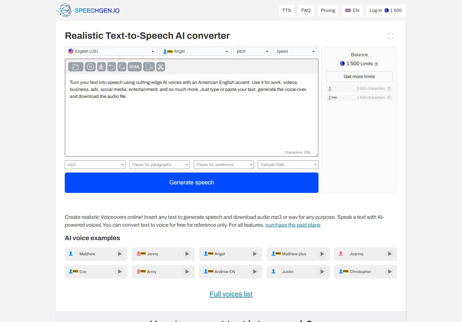 SpeechGen.io: Realistic Text-to-Speech Converter & AI Voice Generator