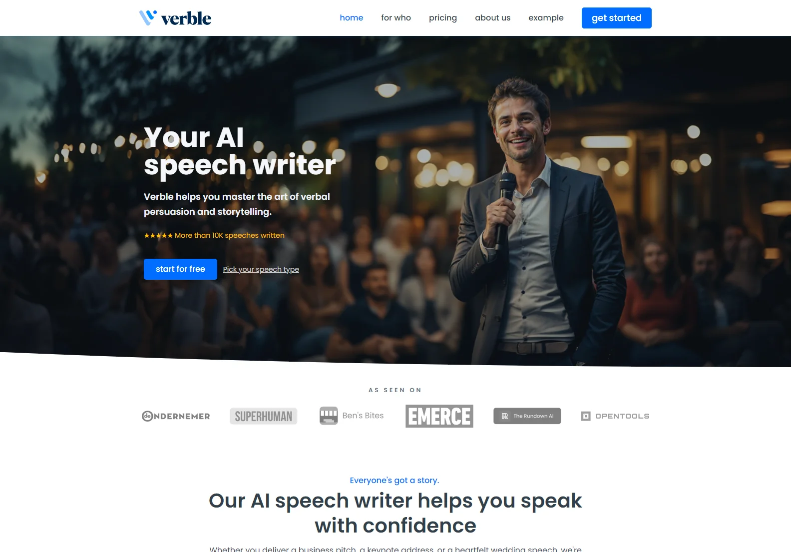 Verble: Your AI Speech-Writing Assistant for Compelling Speeches