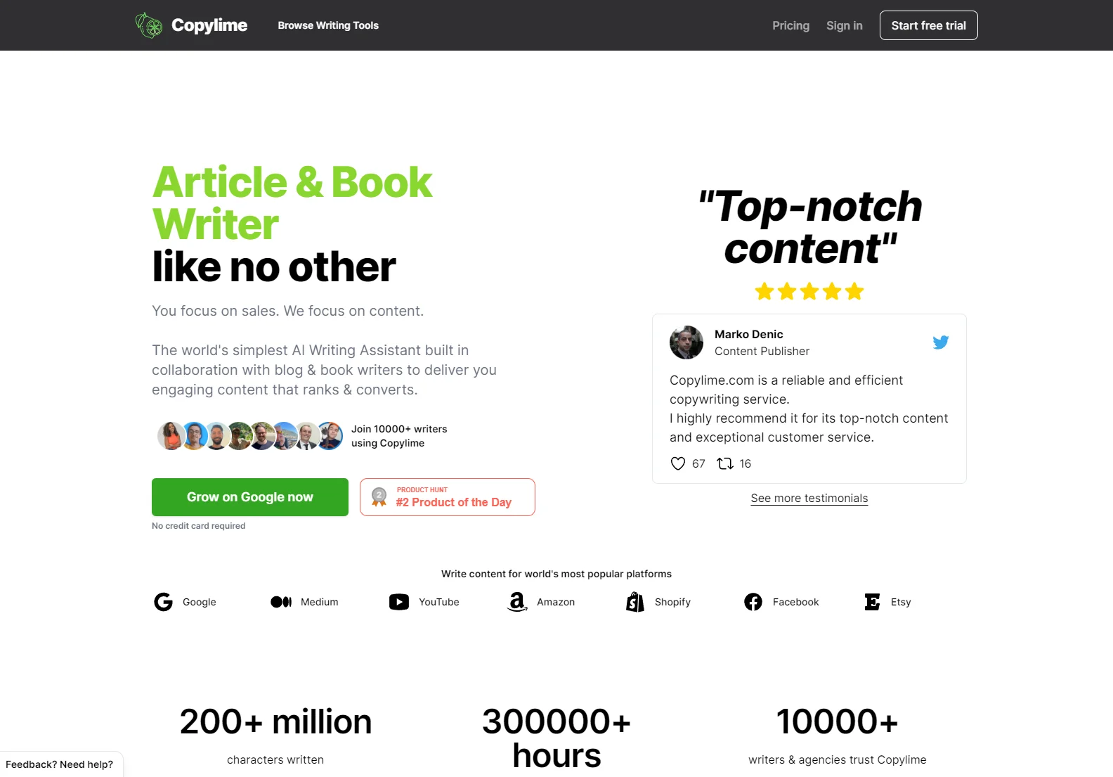 Copylime: AI-Powered Writing Assistant for High-Ranking Content