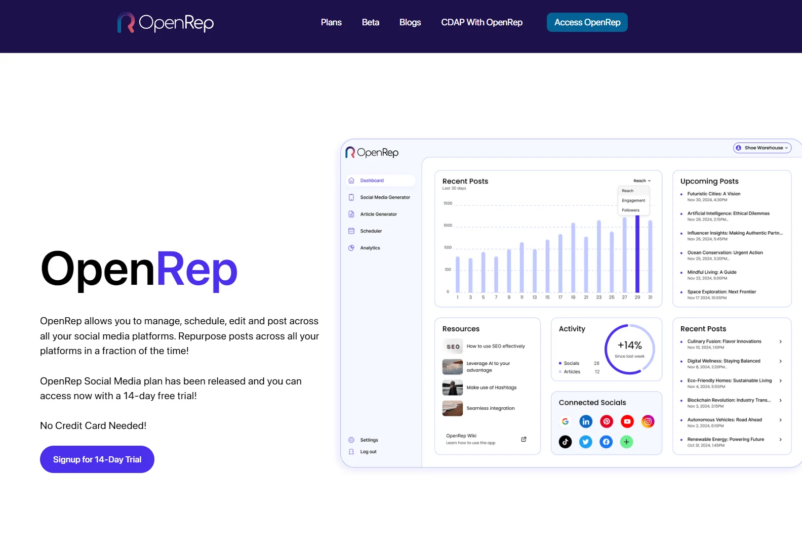 OpenRep: AI-Powered Social Media & Content Creation Platform