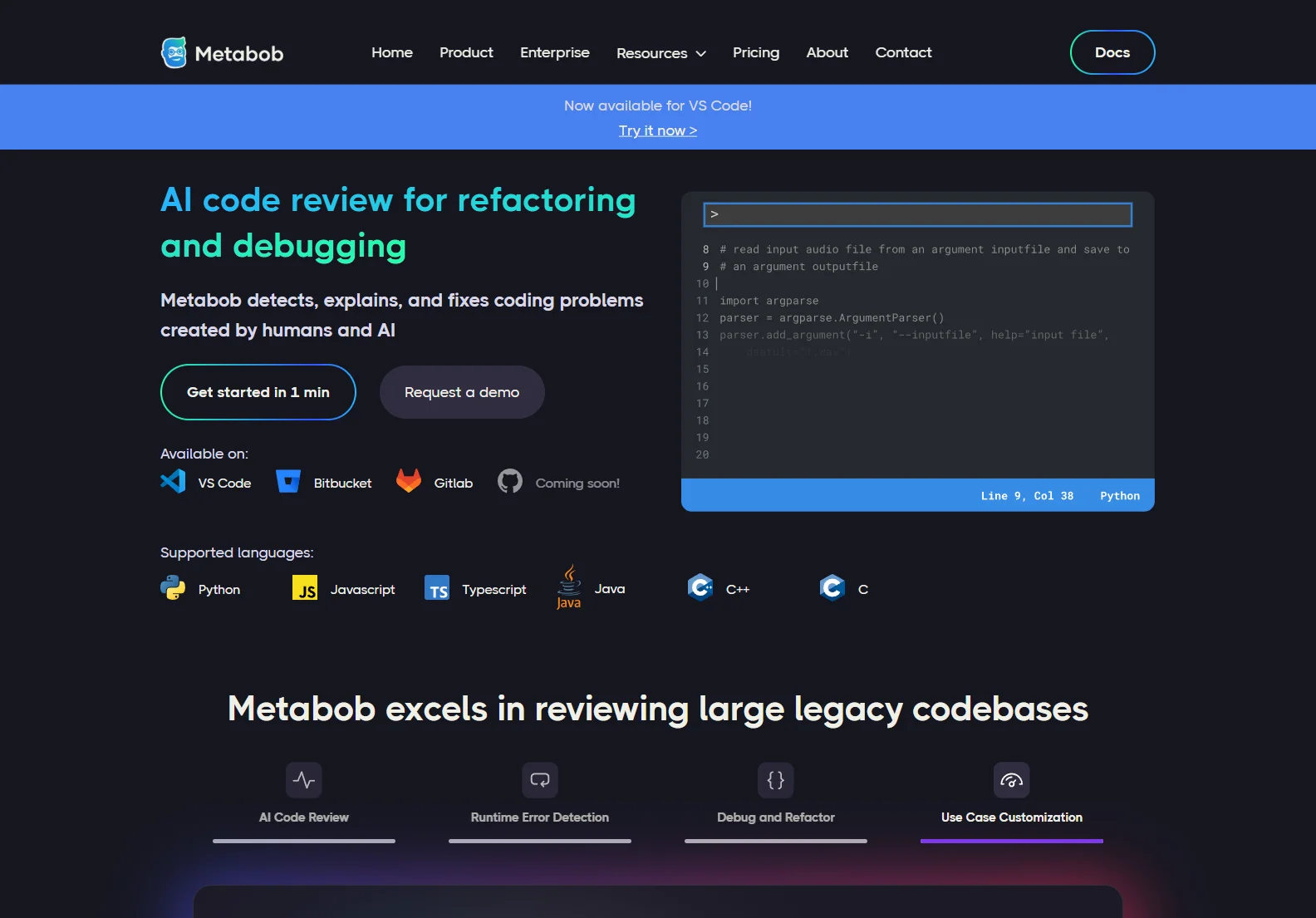 Metabob: AI-Powered Code Review for Faster Debugging and Refactoring