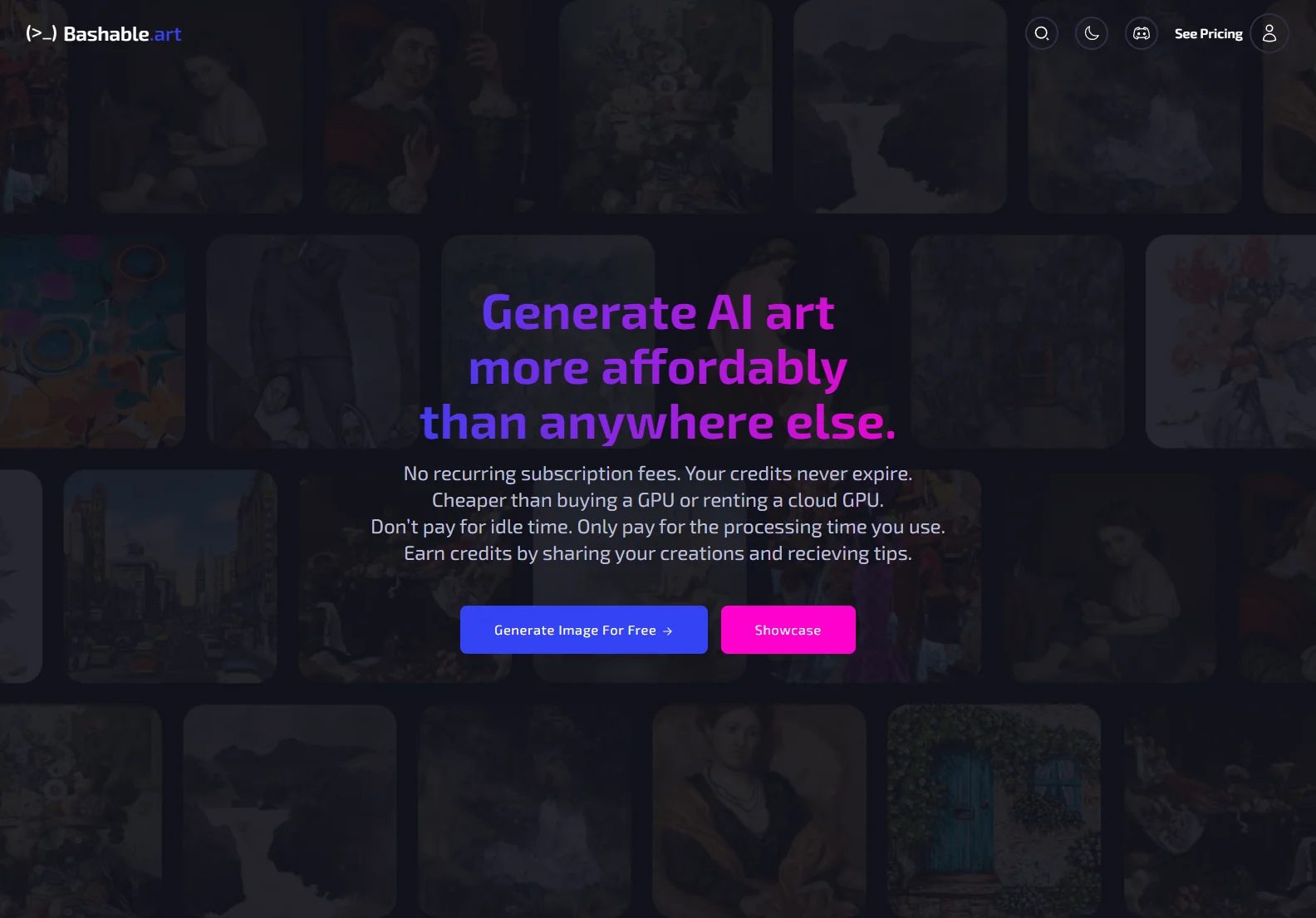 Bashable.art: Affordable AI Art Generation - No Subscriptions, Credits Never Expire