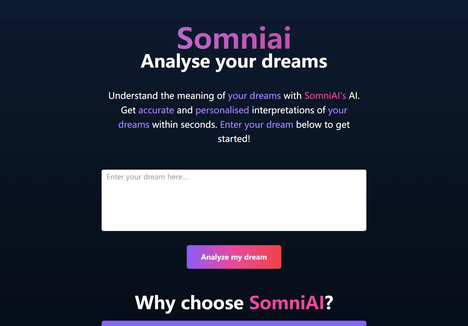 SomniAI: AI-Powered Dream Analysis for Self-Discovery