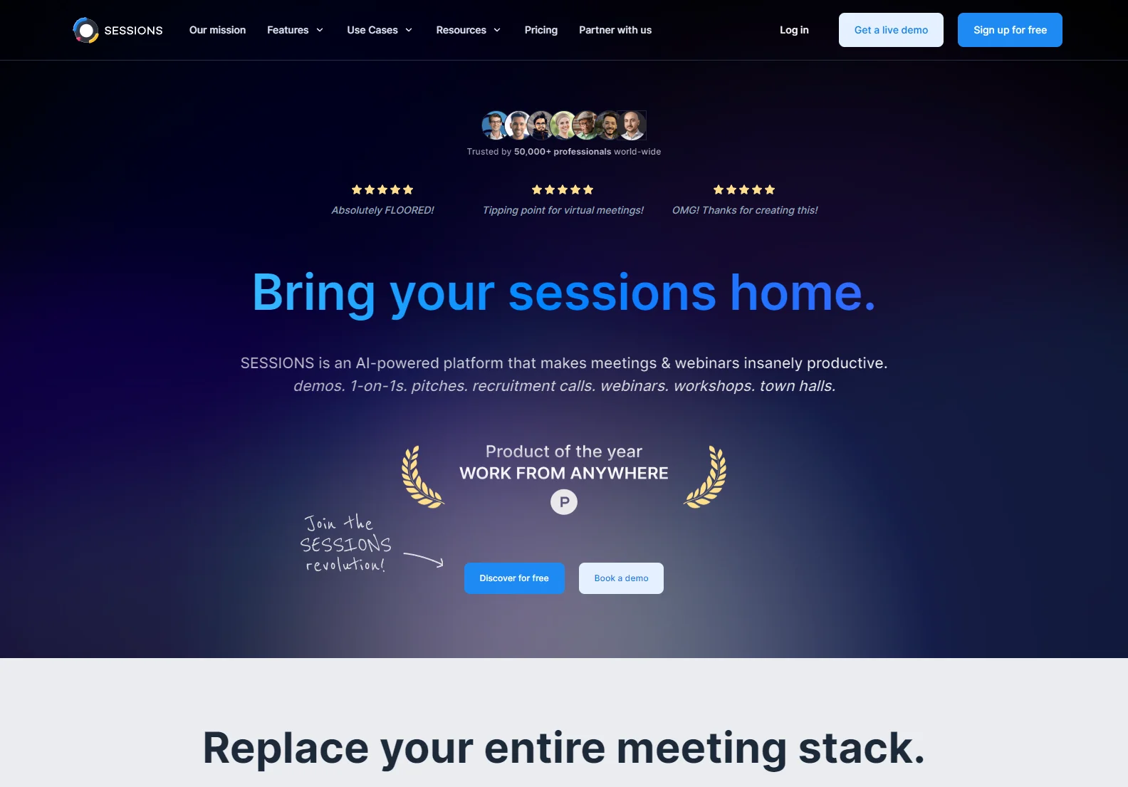 Sessions.us: AI-Powered Platform for Insanely Productive Virtual Meetings and Webinars