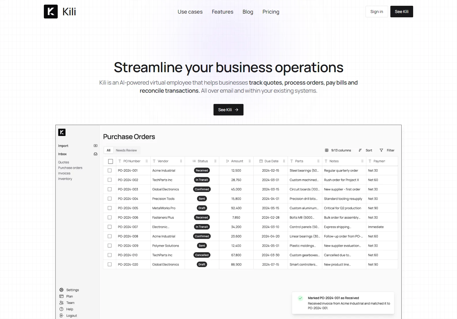 Kili: AI-Powered Finance Operations - Automate and Streamline Your Business