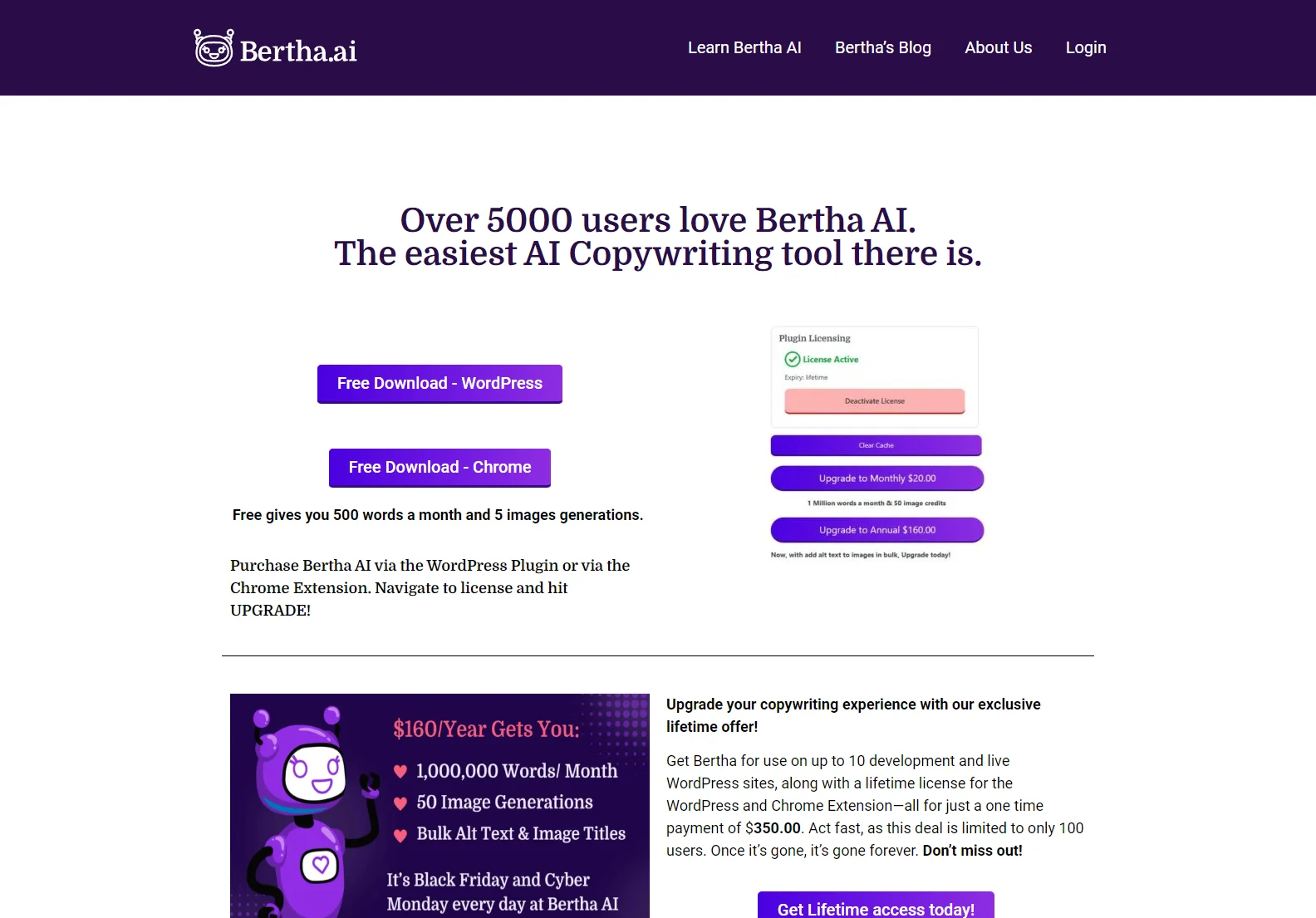 Bertha AI: AI-Powered Copywriting for WordPress & Chrome