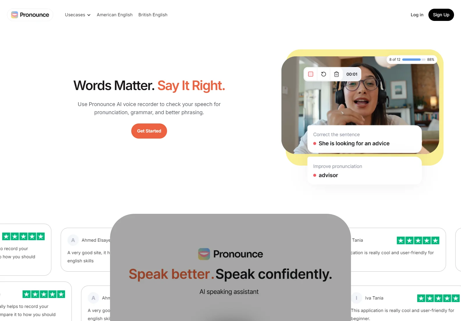 Professional English Speech Checker | Pronounce AI