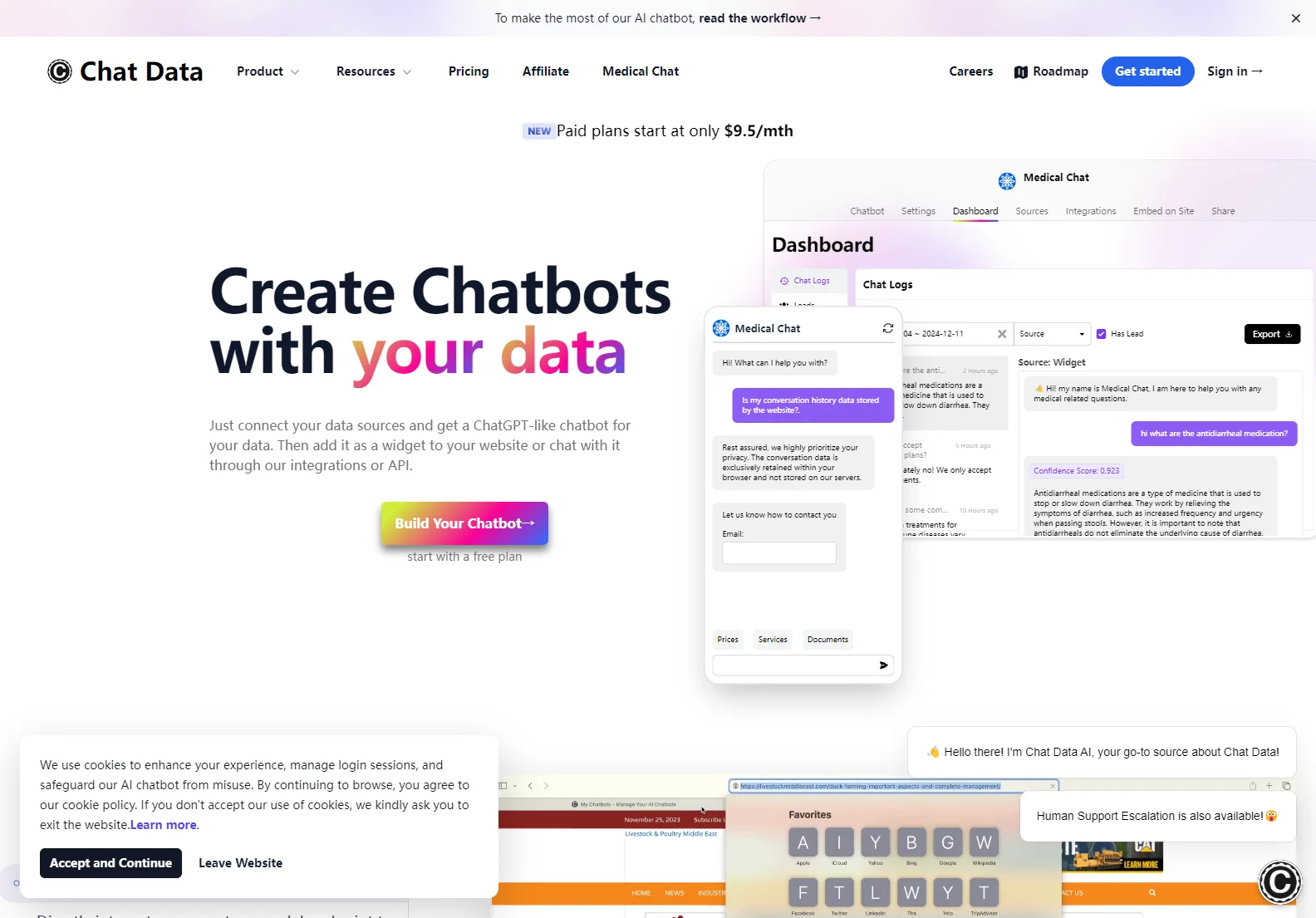 Chat Data: Build Custom AI Chatbots with 24/7 Support & Advanced Features