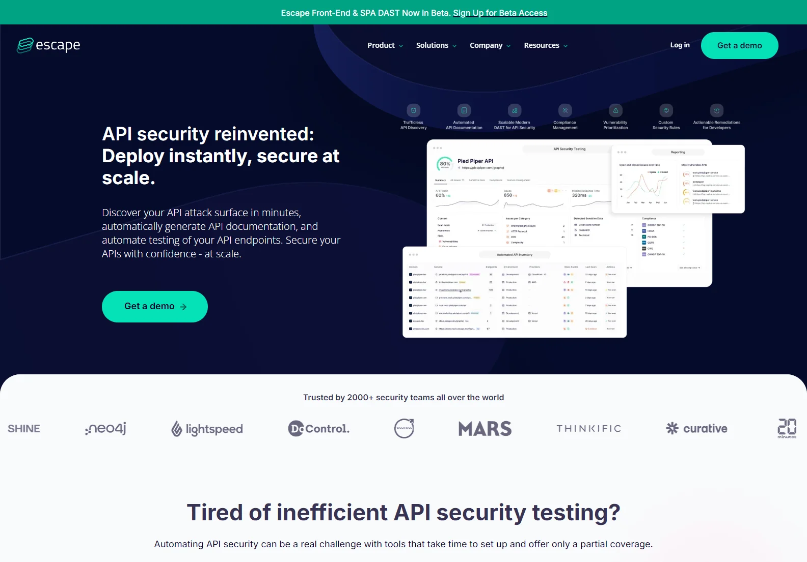 Escape: Automated API Discovery & Security Platform for Rapid Deployment and Scalable Protection