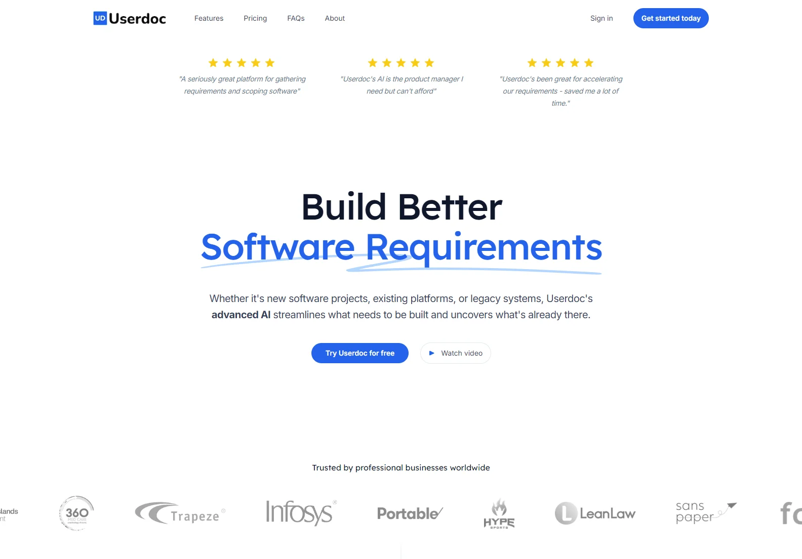 Userdoc: AI-Powered Software Requirements Management for Faster, Better Software