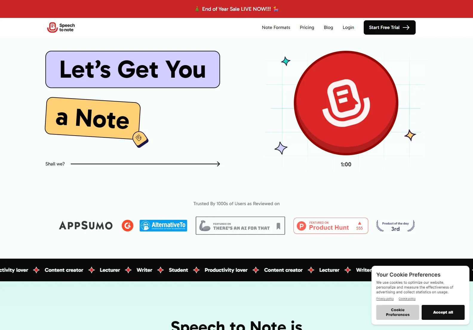 Speech to Note: AI-Powered Note-Taking & Content Creation