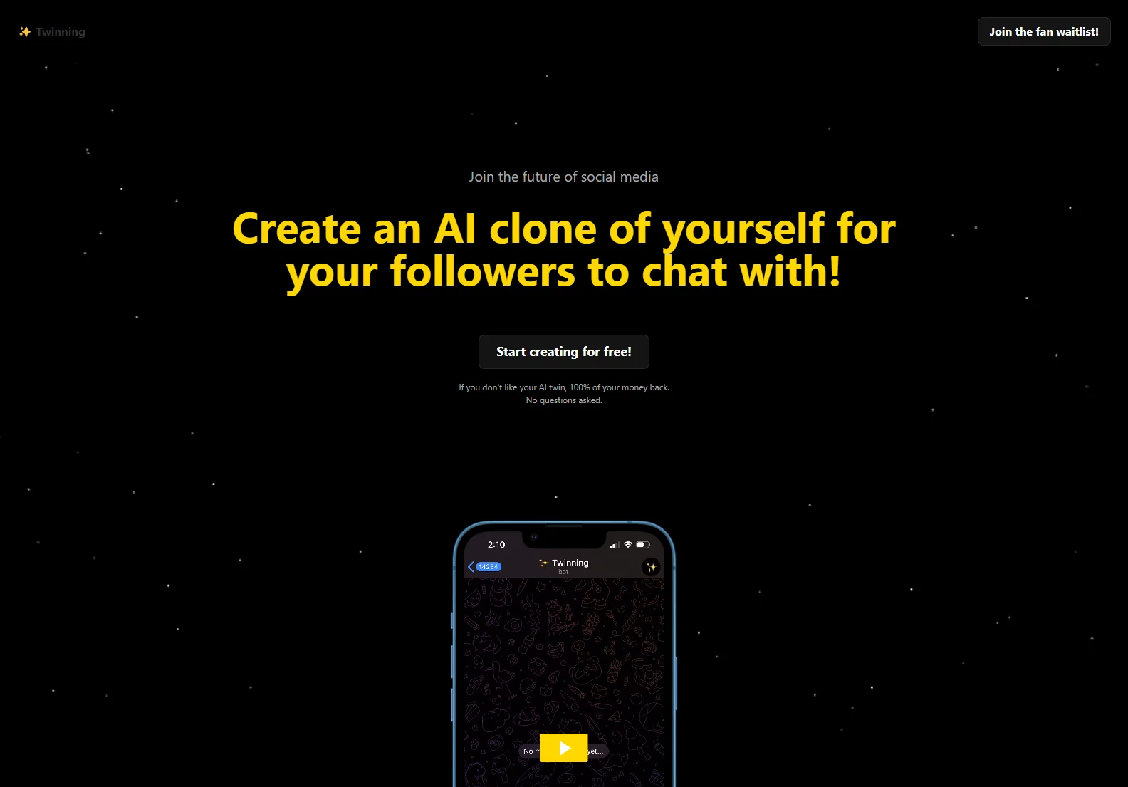 ✨ Twinning: Your AI Clone for Enhanced Fan Interaction and Revenue