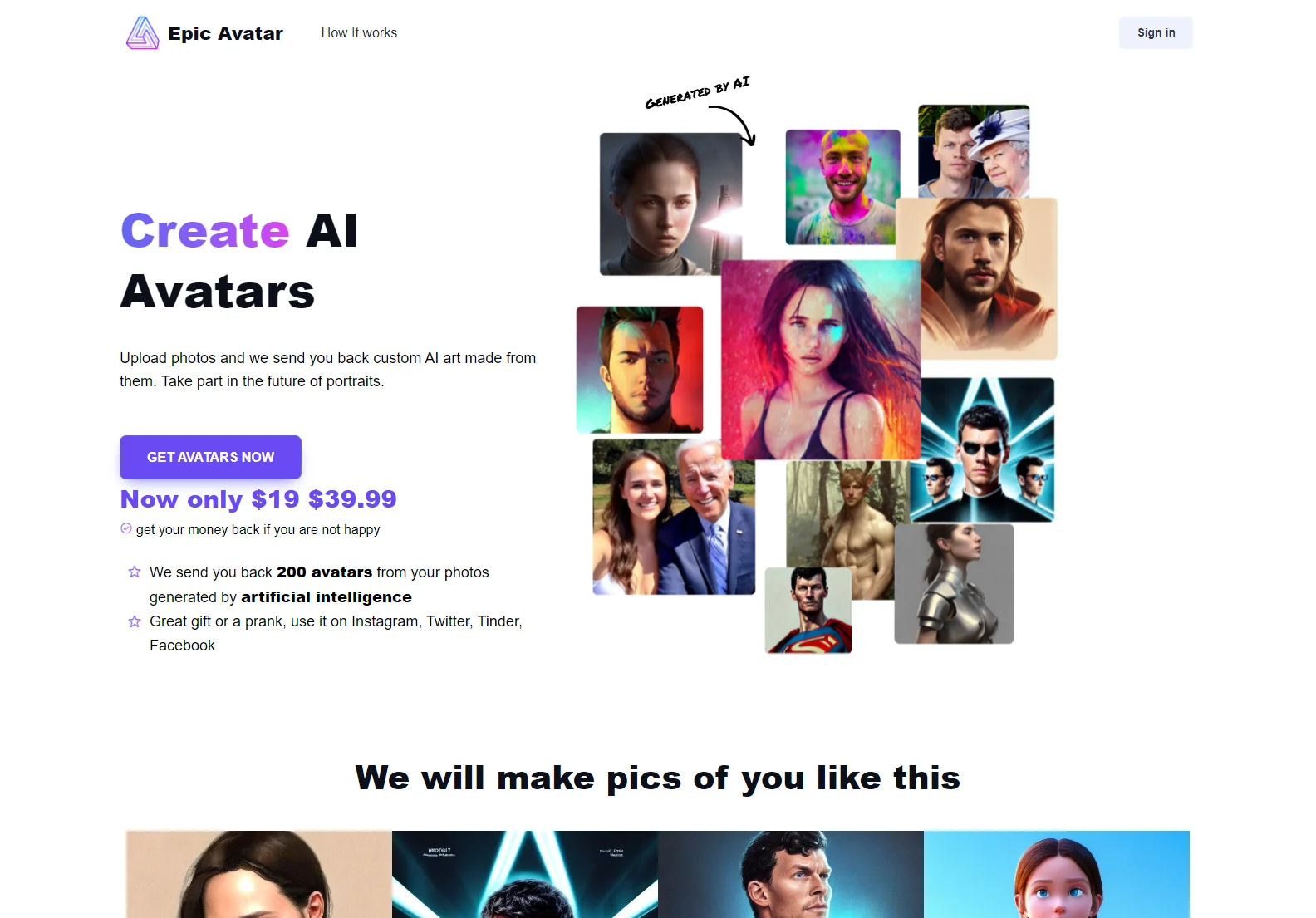 Epic Avatar: AI Profile Picture Generator - Create Hundreds of Custom Avatars