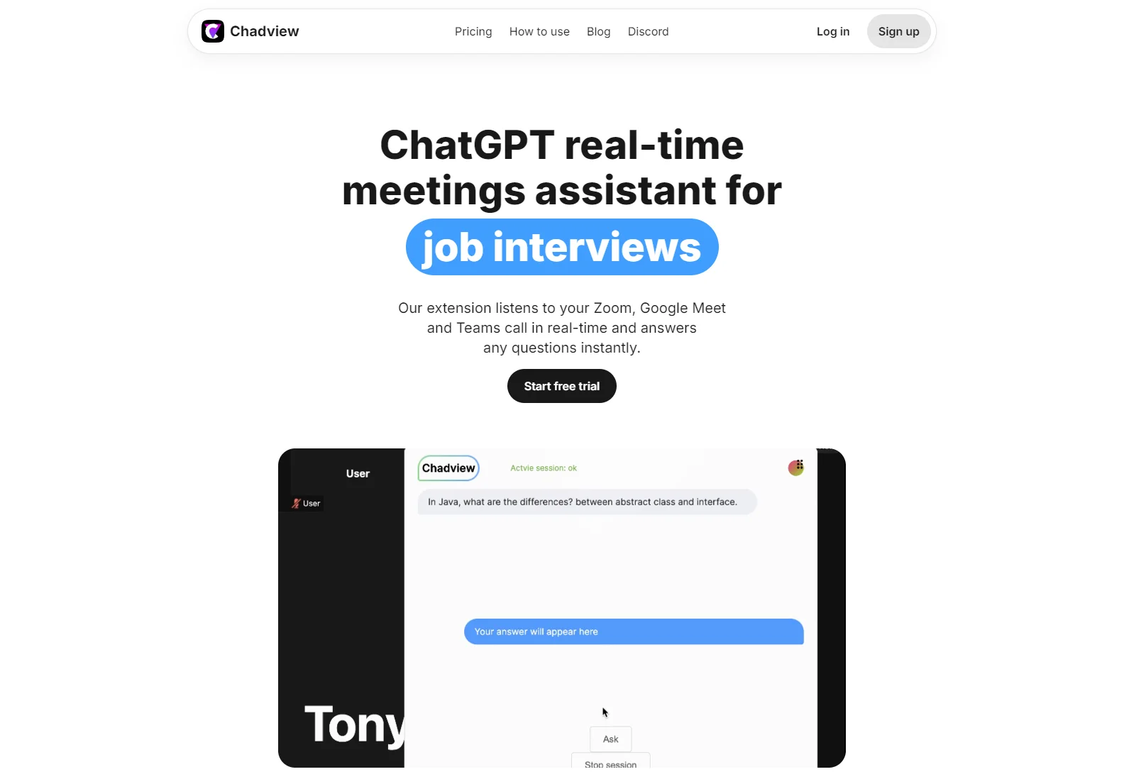 Chadview: Real-time AI Meeting Assistant for Job Interviews & Meetings