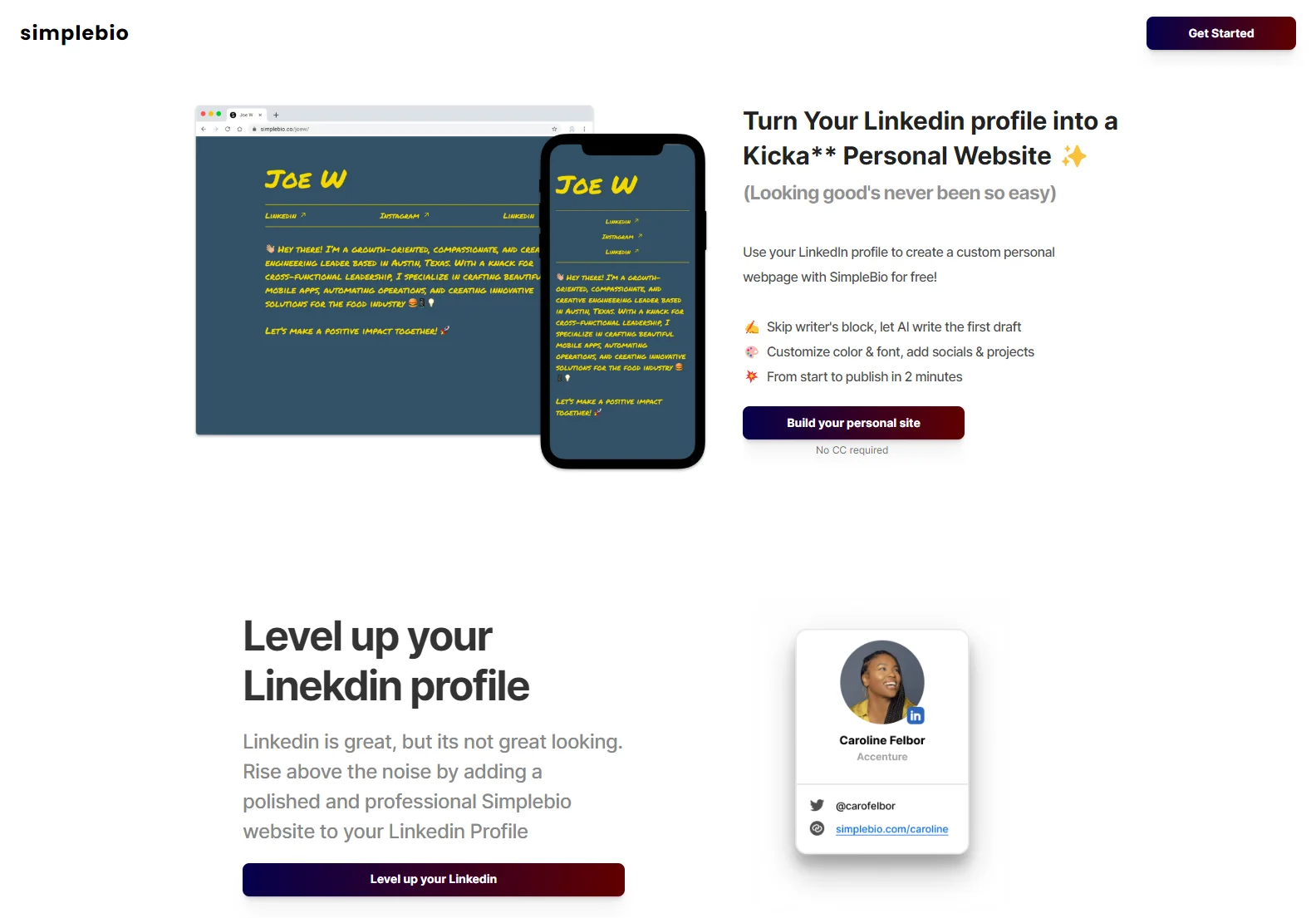 SimpleBio: Create a Stunning Personal Website from Your LinkedIn Profile in Minutes