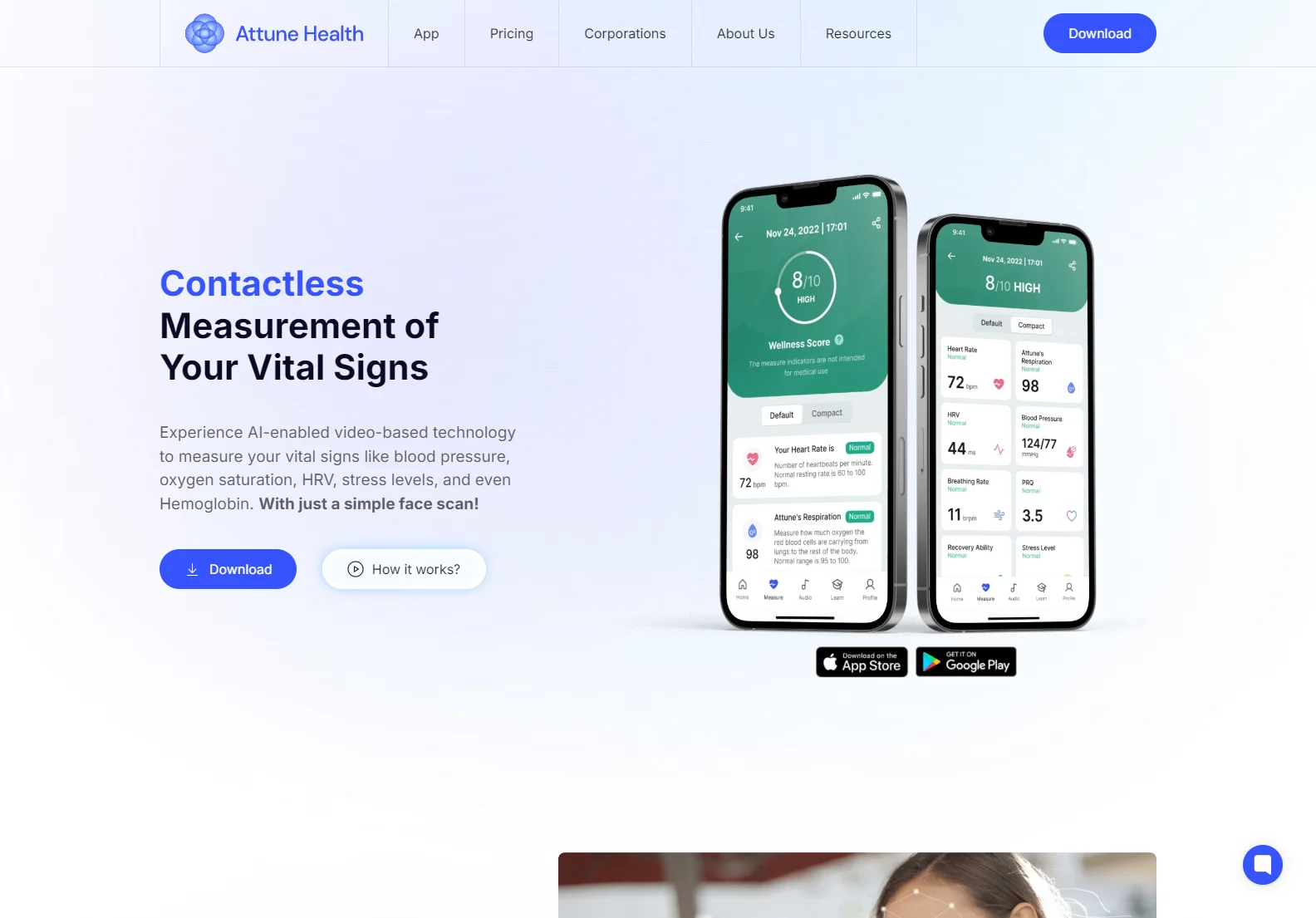 Attune Health: AI-Powered Contactless Vital Sign Measurement App