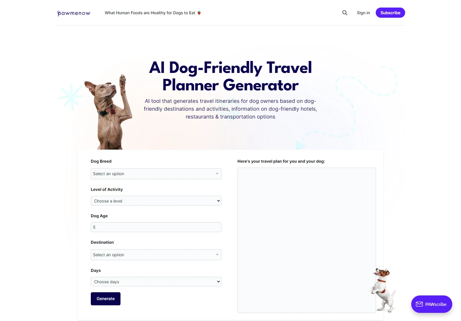 AI Dog-Friendly Travel Planner: Generate Personalized Itineraries for You and Your Dog