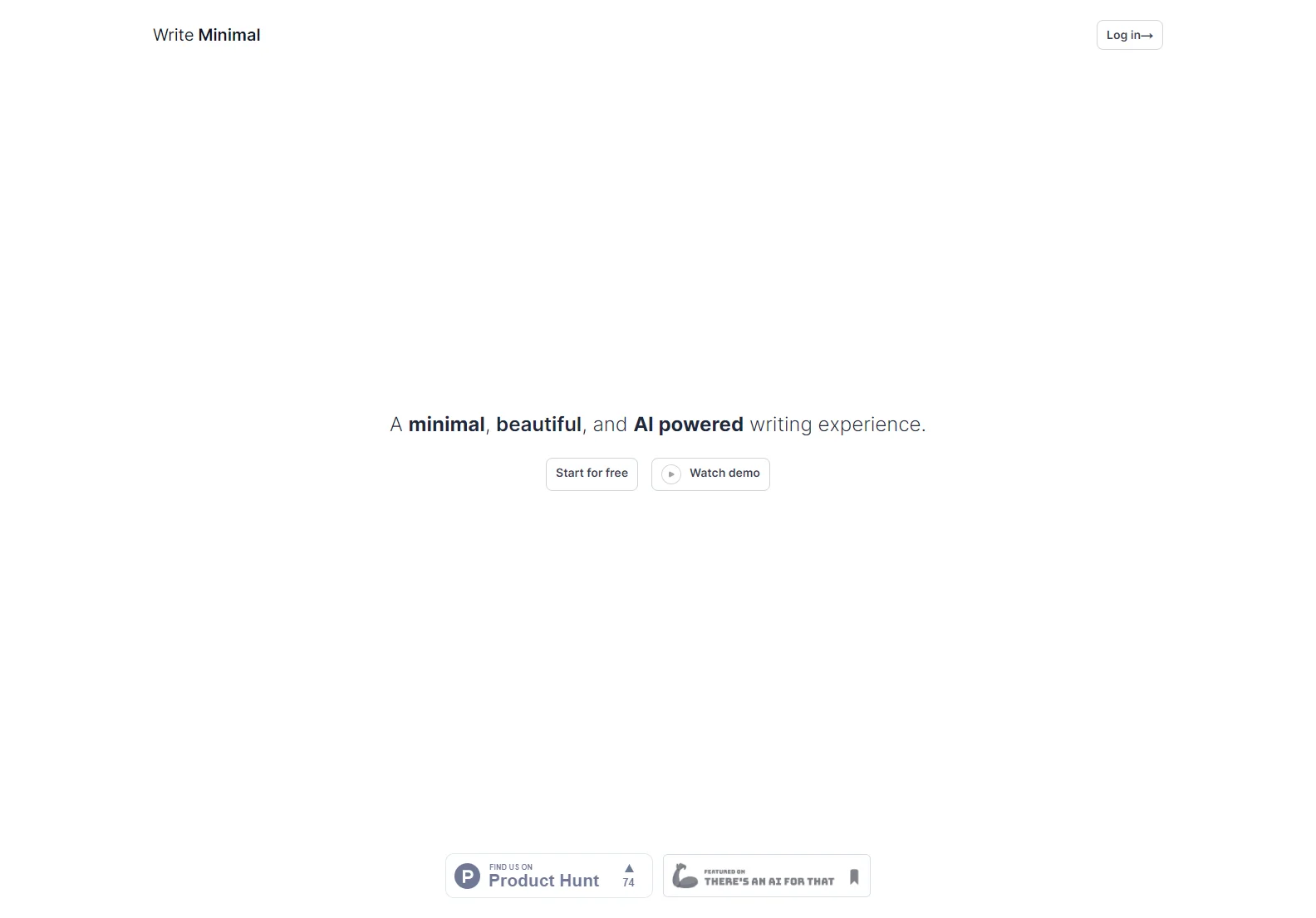 Minimal Log in: AI-Powered Writing Tool for a Distraction-Free Experience