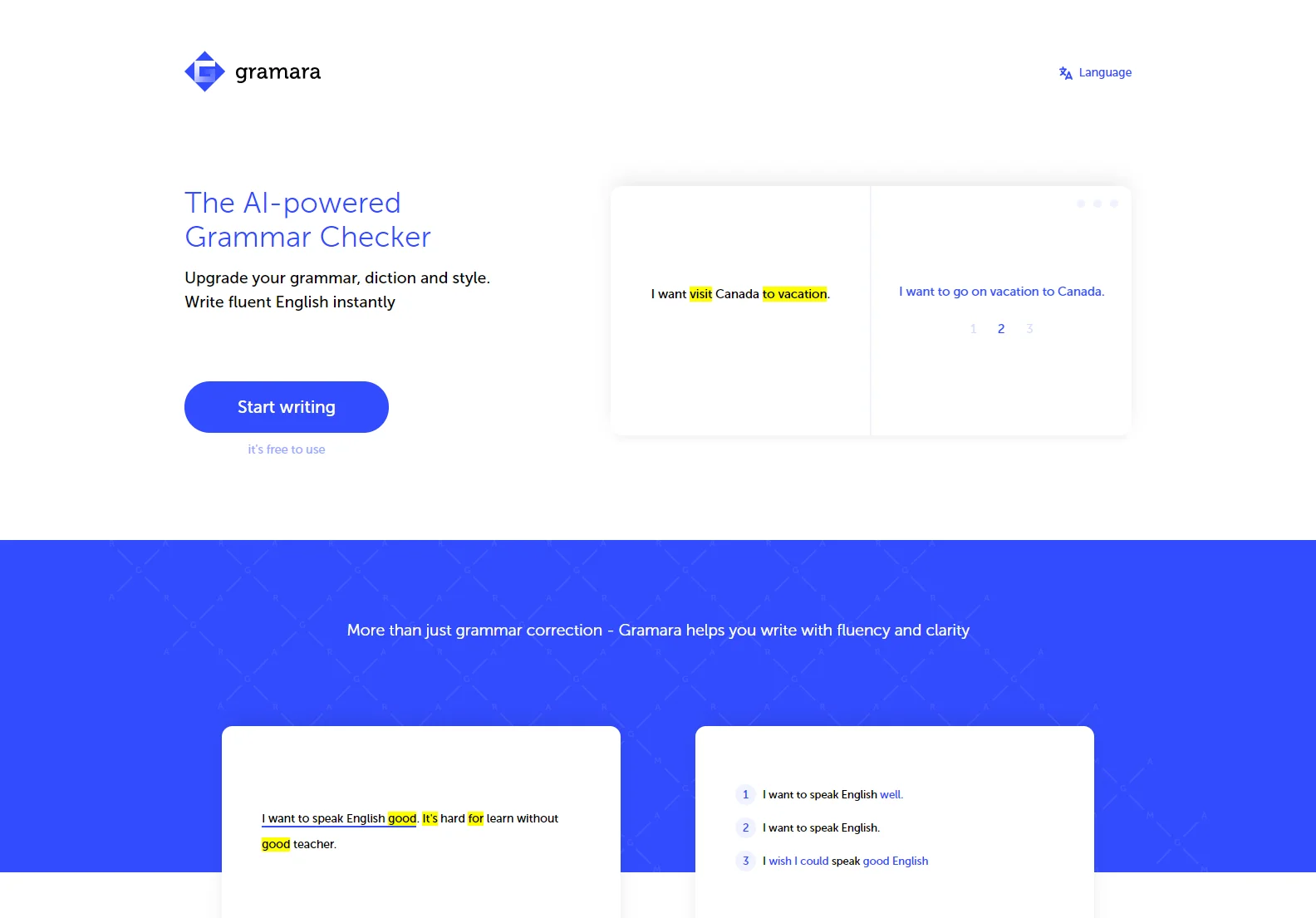 Gramara: AI-Powered Grammar Checker for Fluent and Clear English Writing