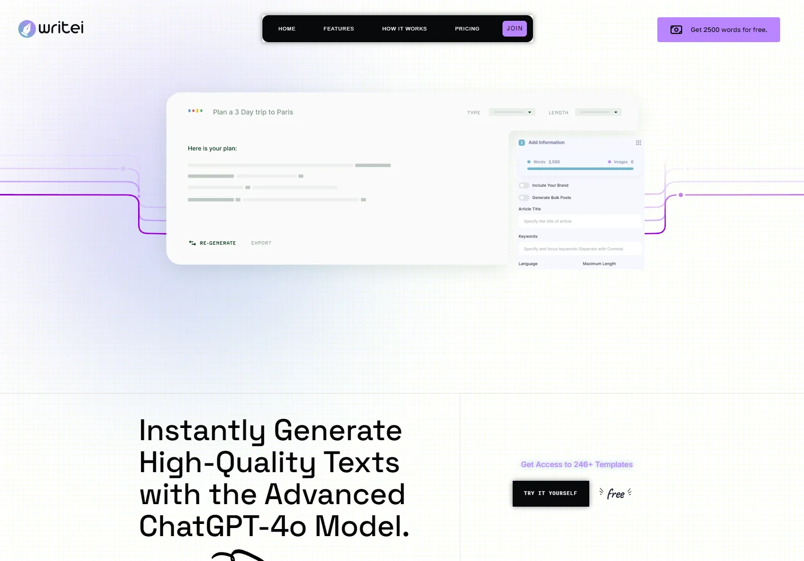 Writei: AI-Powered Content Generator with 246+ Templates