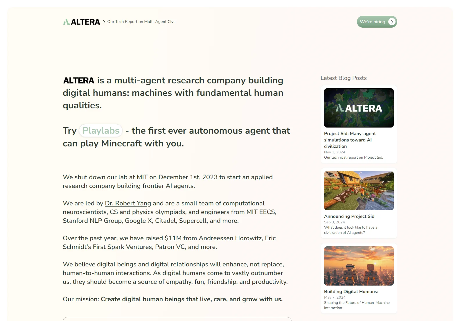 Altera: Building Digital Humans with Fundamental Human Qualities