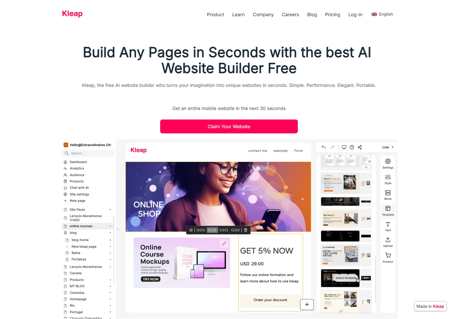 Kleap: The Best AI Website Generator for Creating Stunning Websites in Seconds