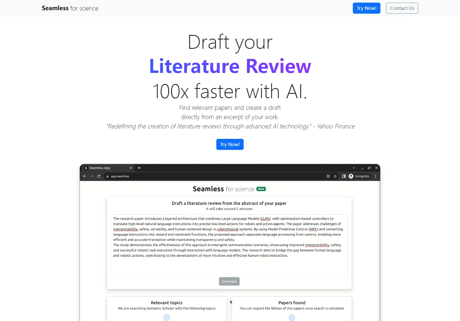 Seamless AI: Write Literature Reviews 100x Faster with AI