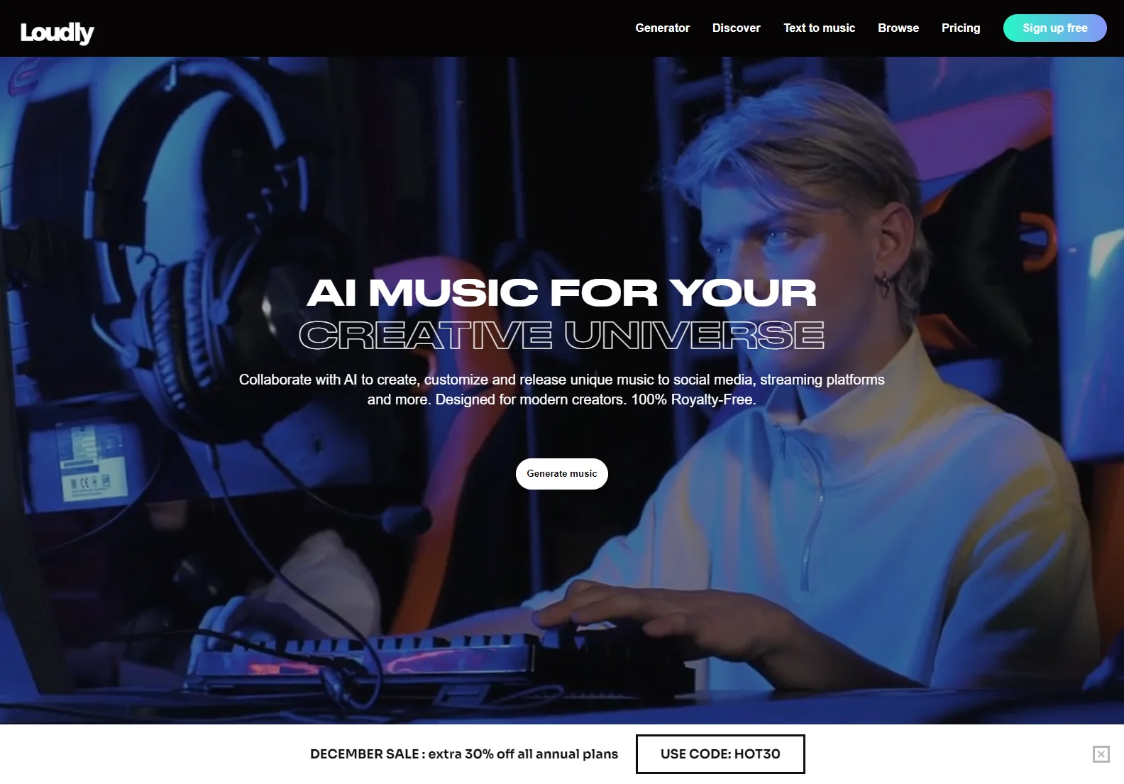 Loudly: AI Music Generator for Social Media and Streaming