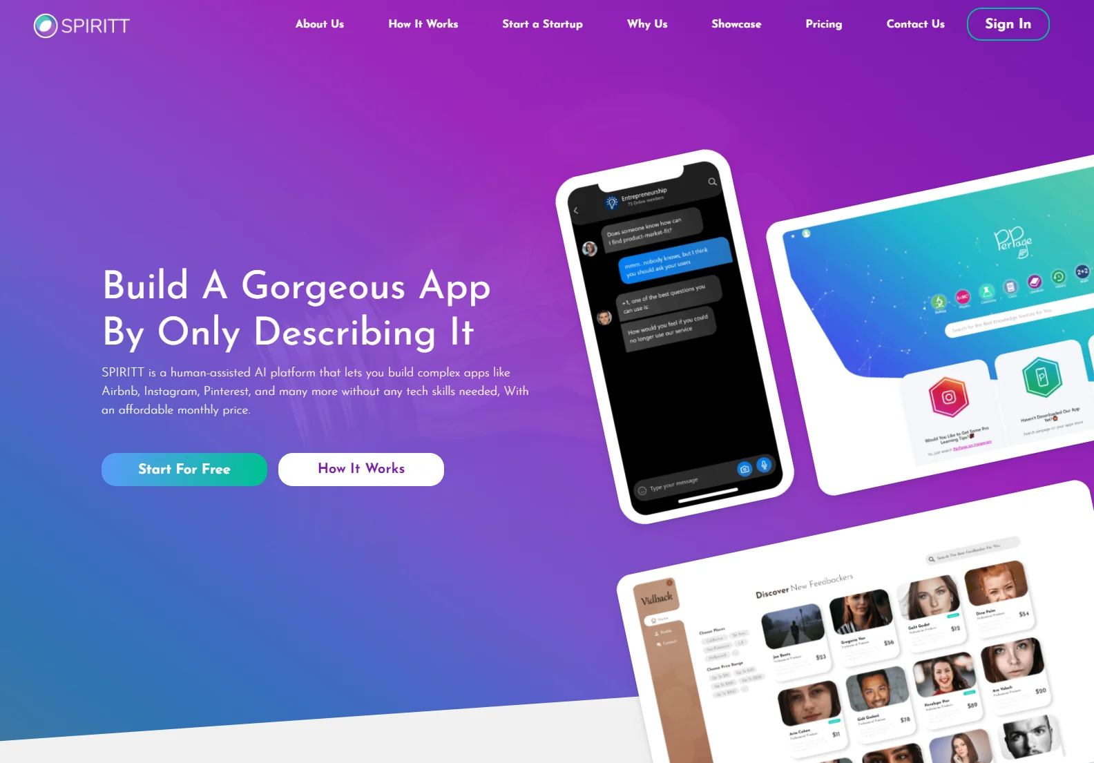 SPIRITT: Build Gorgeous Apps Without Coding - The AI-Powered Startup Platform