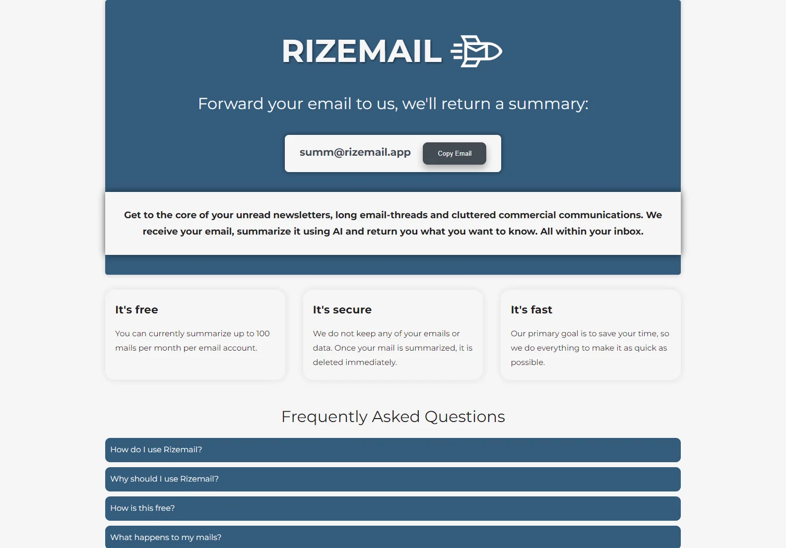 Rizemail: AI-Powered Email Summarization for Instant Insights