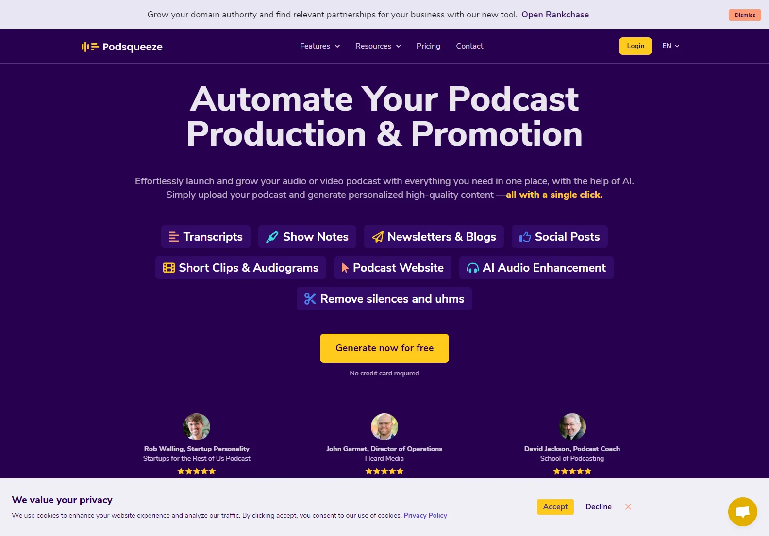 Podsqueeze: AI-Powered Podcast Production & Promotion