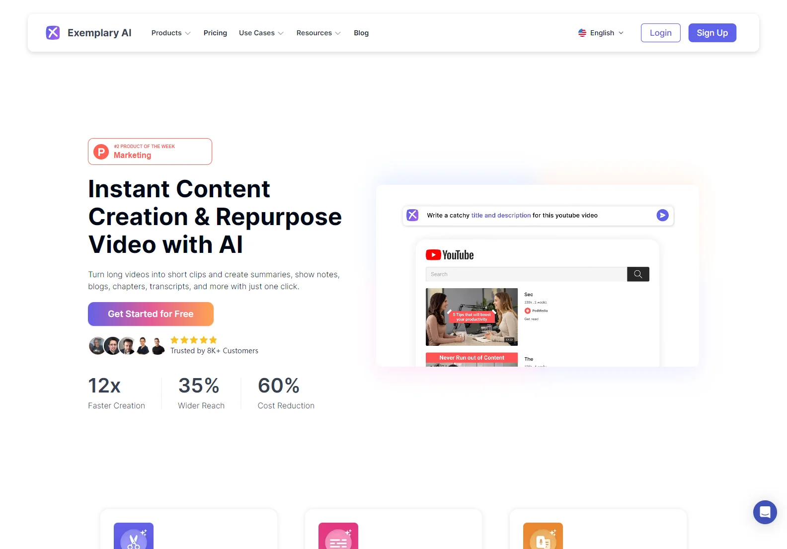 Exemplary AI: Instant Content Creation & Repurposing for Videos and Podcasts