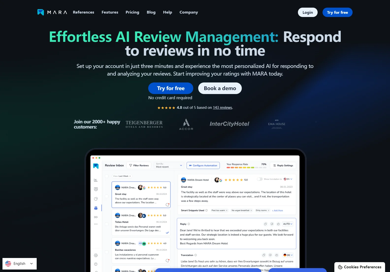 MARA AI Review Management: Effortless AI-Powered Review Responses