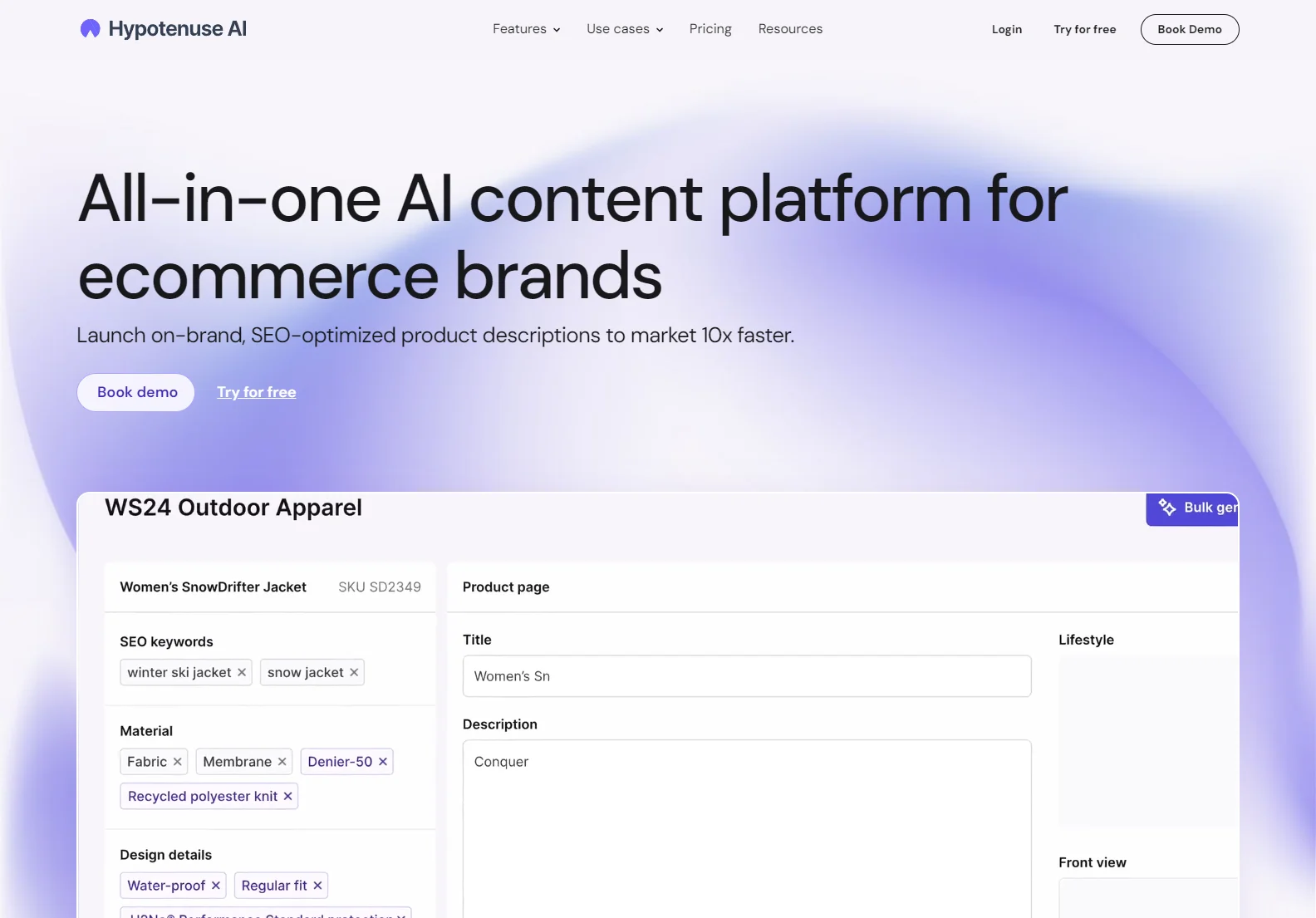 Hypotenuse AI: Ecommerce AI Writer & AI Writing Assistant