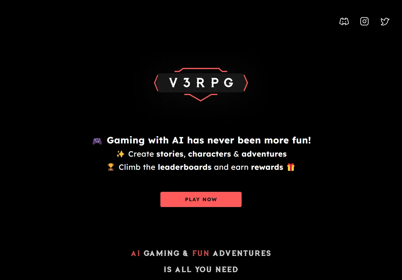 v3RPG: AI-Powered RPG Adventure | Compete, Earn, & Explore