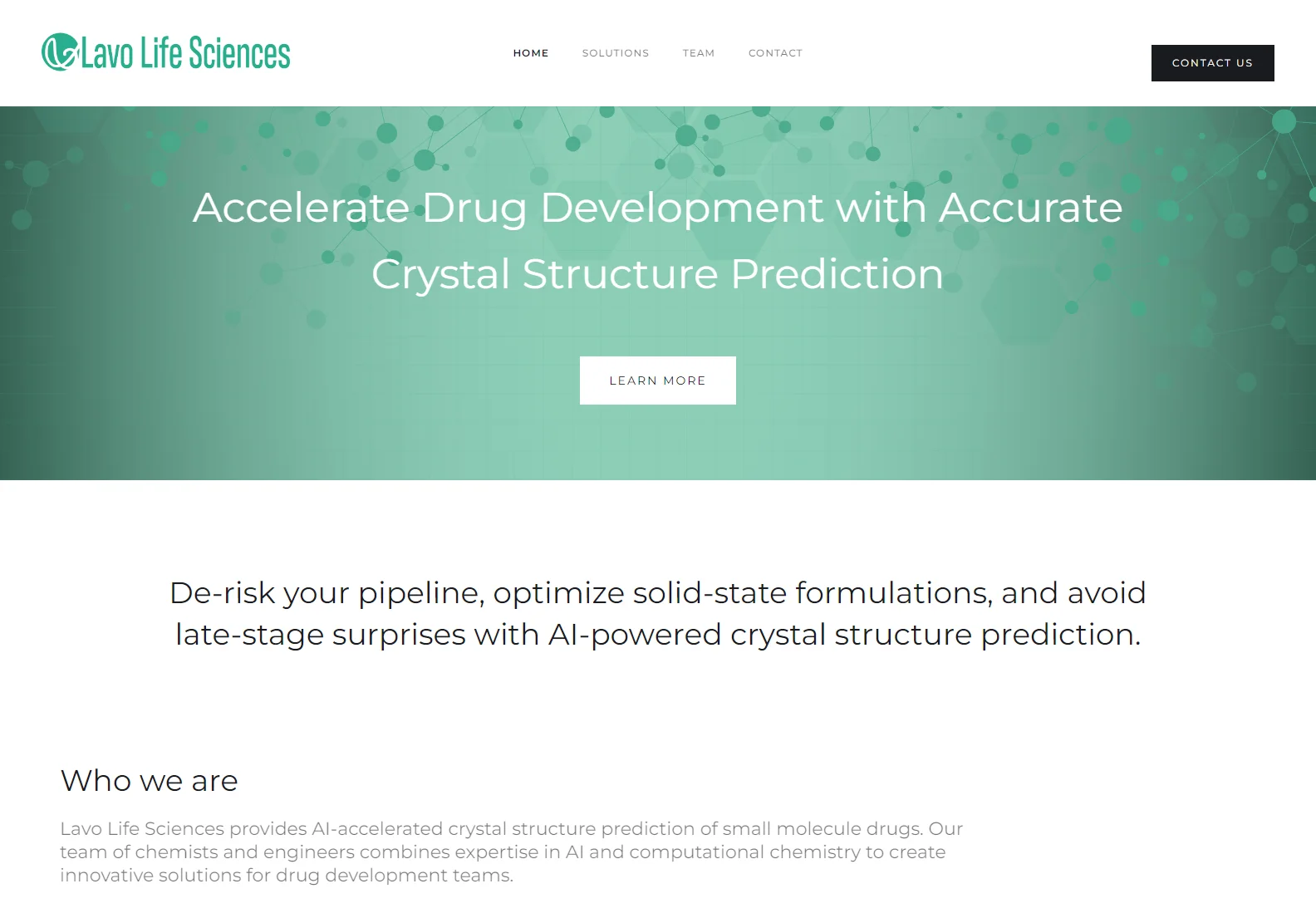 Lavo Life Sciences: AI-Powered Crystal Structure Prediction for Accelerated Drug Development