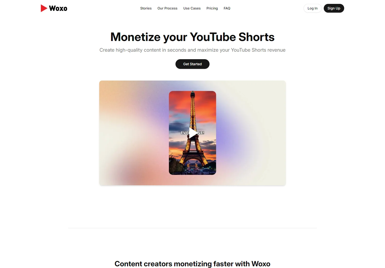 WOXO: AI-Powered YouTube Shorts Creation & Monetization