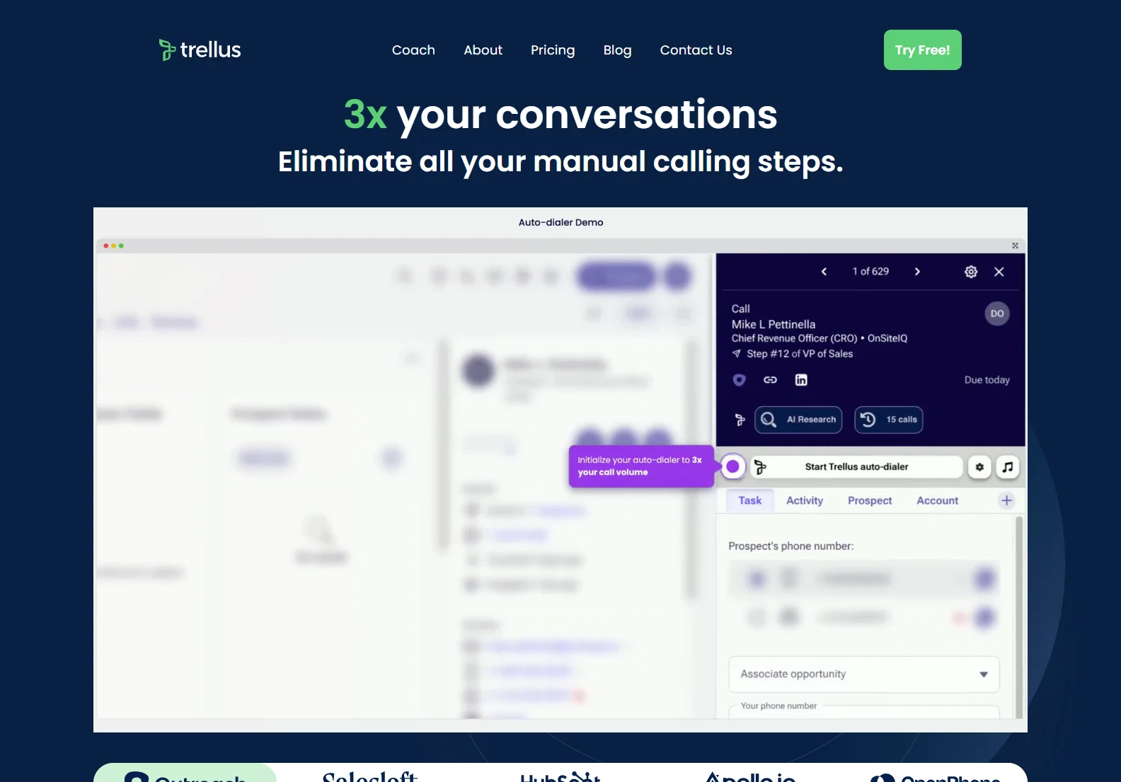 Trellus: AI-Powered Autodialer for Salesloft, Outreach, Hubspot, and Orum