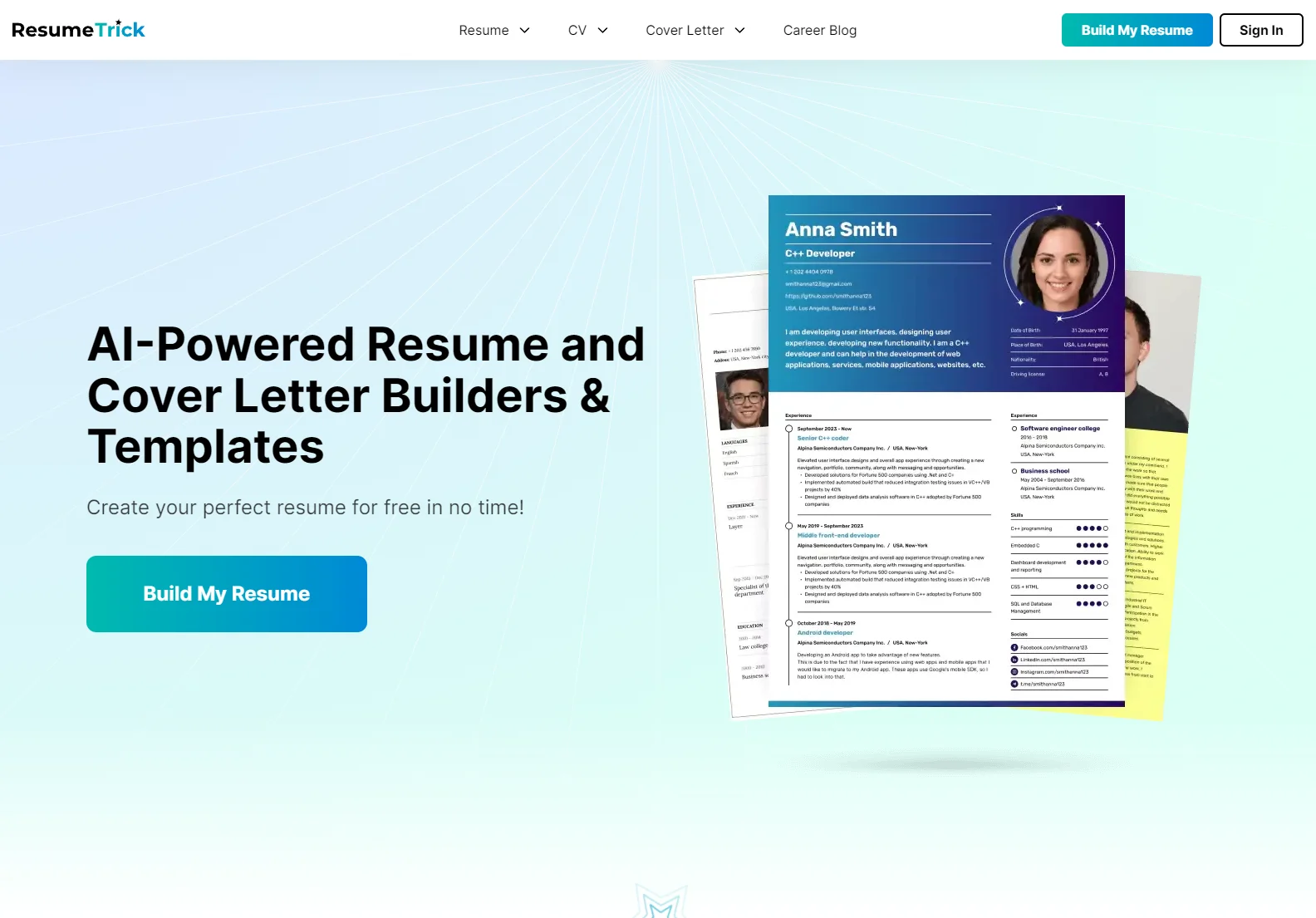 Resume Trick: Create Professional Resumes and Cover Letters with AI Assistance