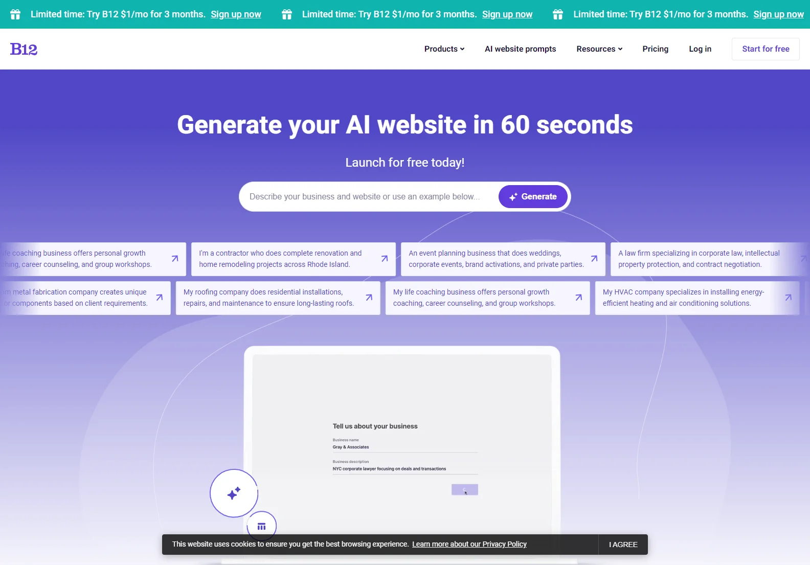 B12: The Easiest AI Website Builder for Businesses