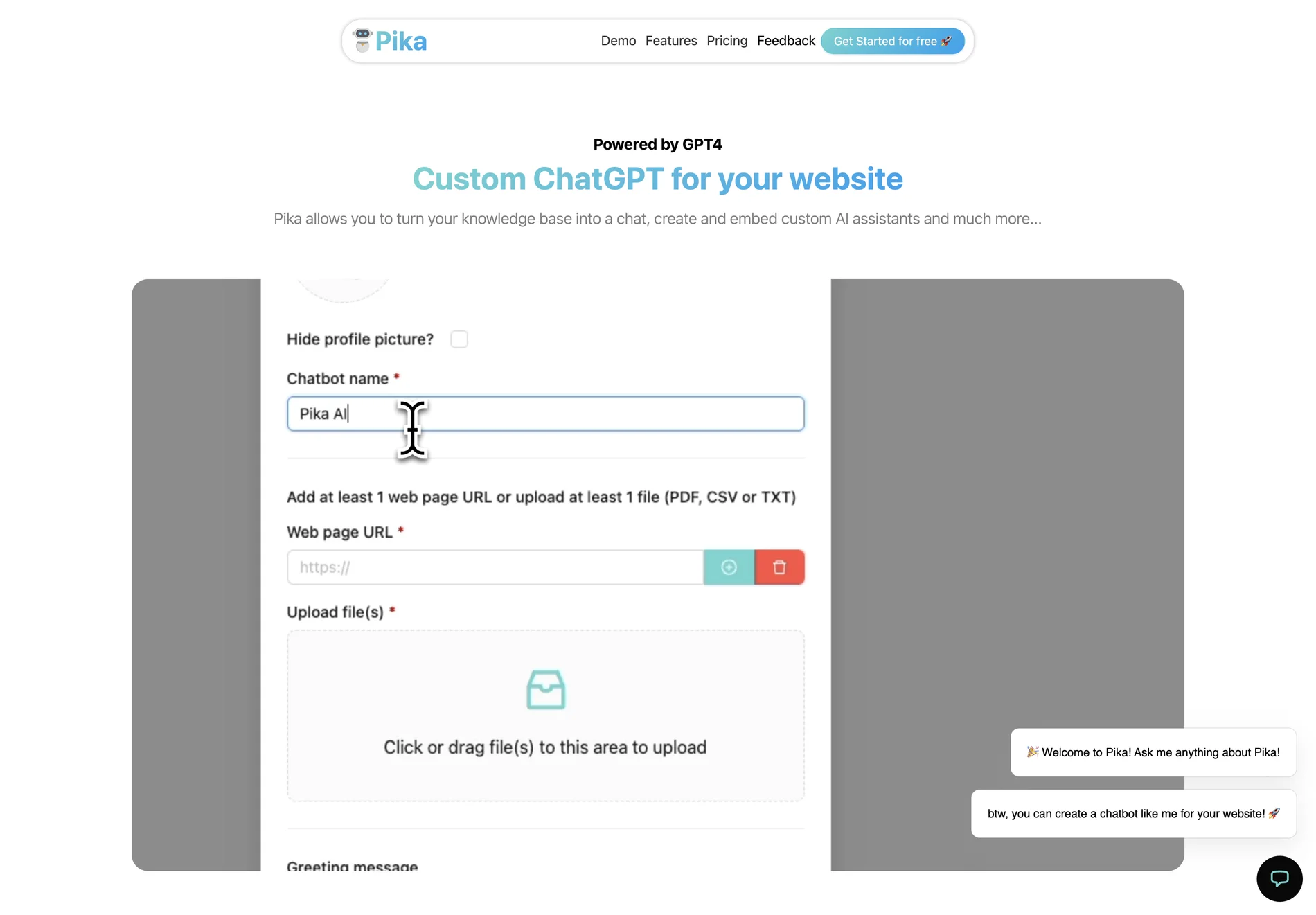 Pika: Transform Your Website with Custom AI ChatGPT Assistants